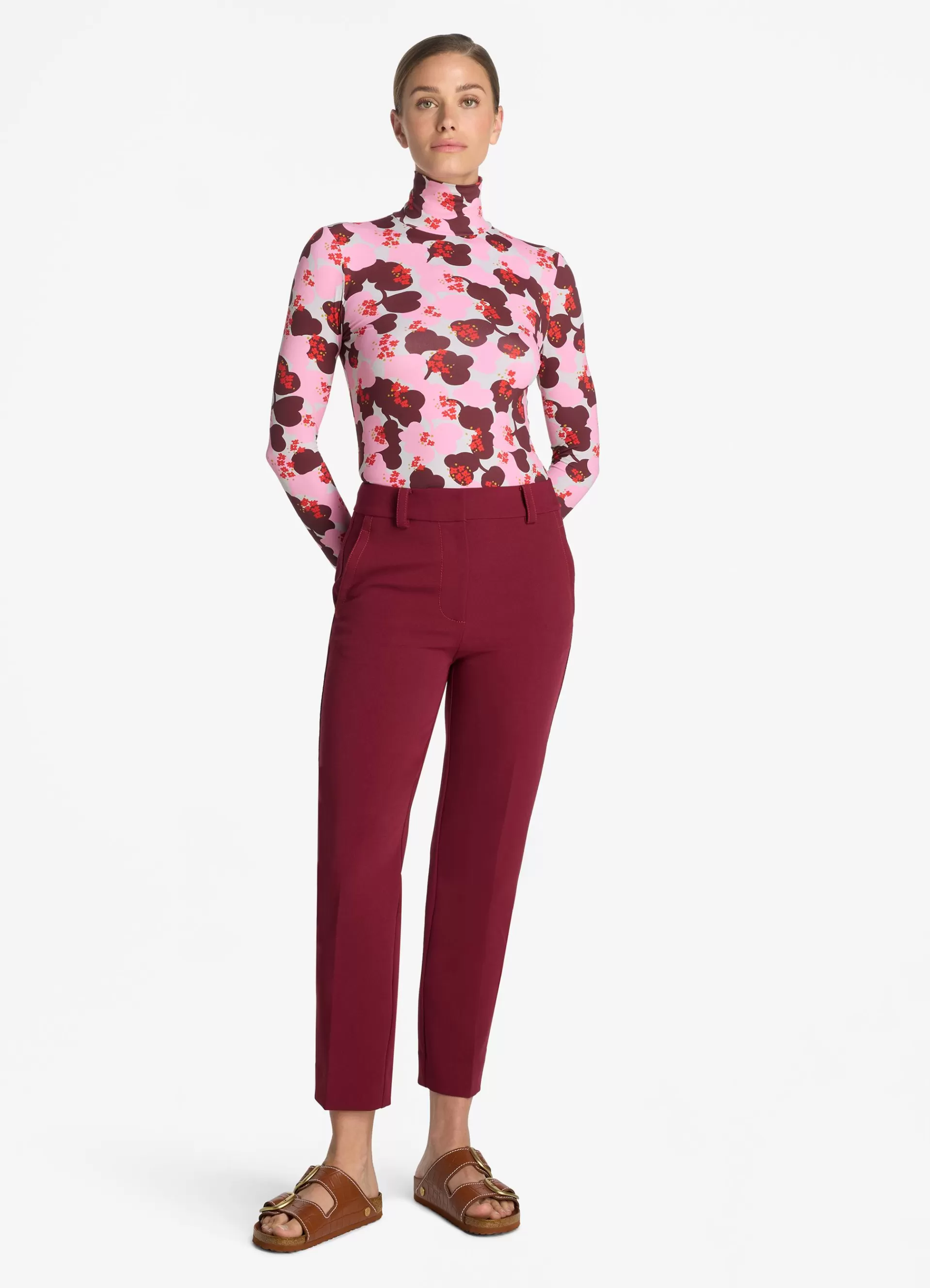 St. John 60s Floral Print Nuda Turtleneck | TOPS & SHELLS