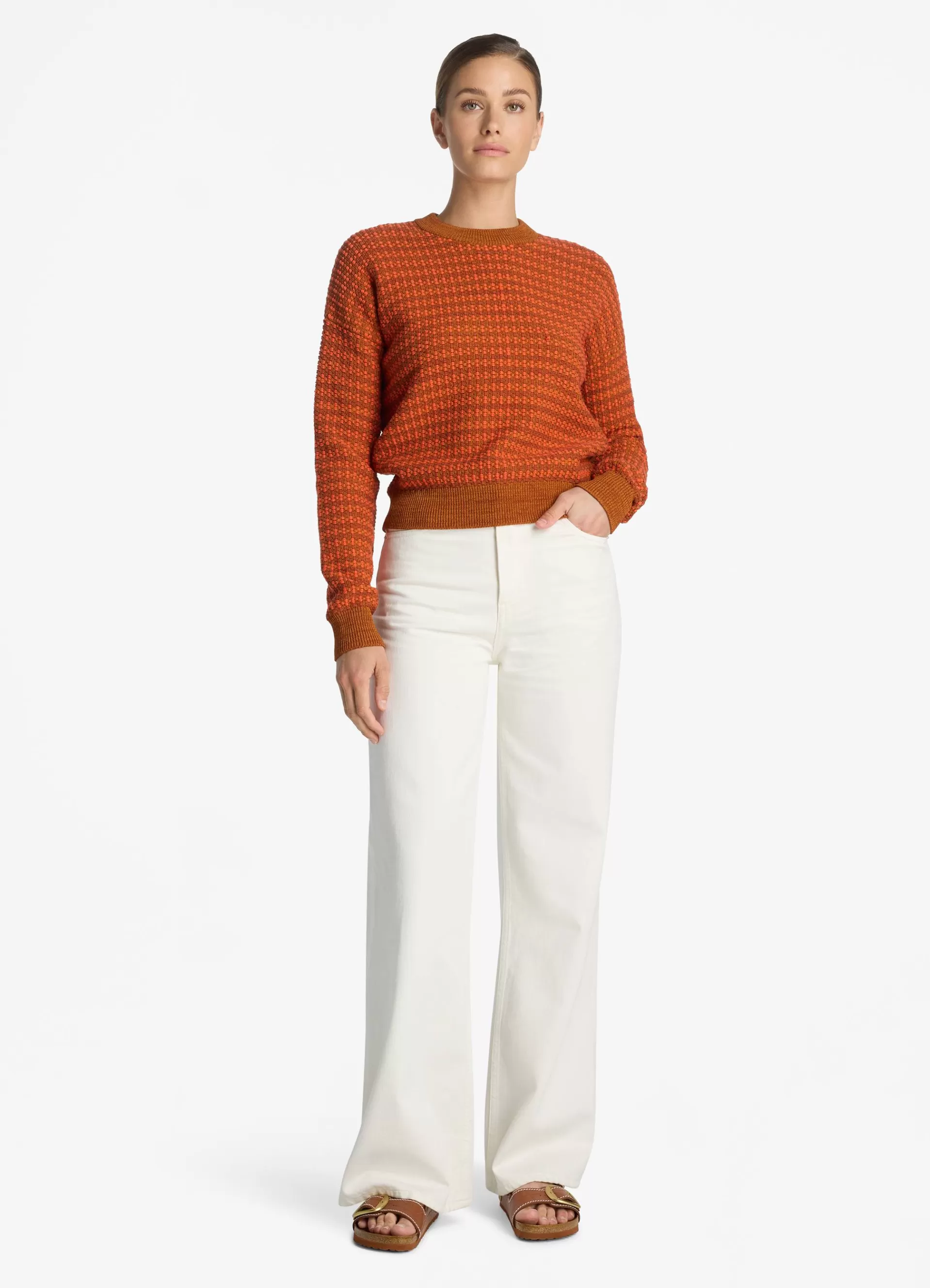 St. John Bi-Tonal Textured Stretch Knit Sweater | ELEVATED ESSENTIALS | TRANSITIONAL CLOTHING