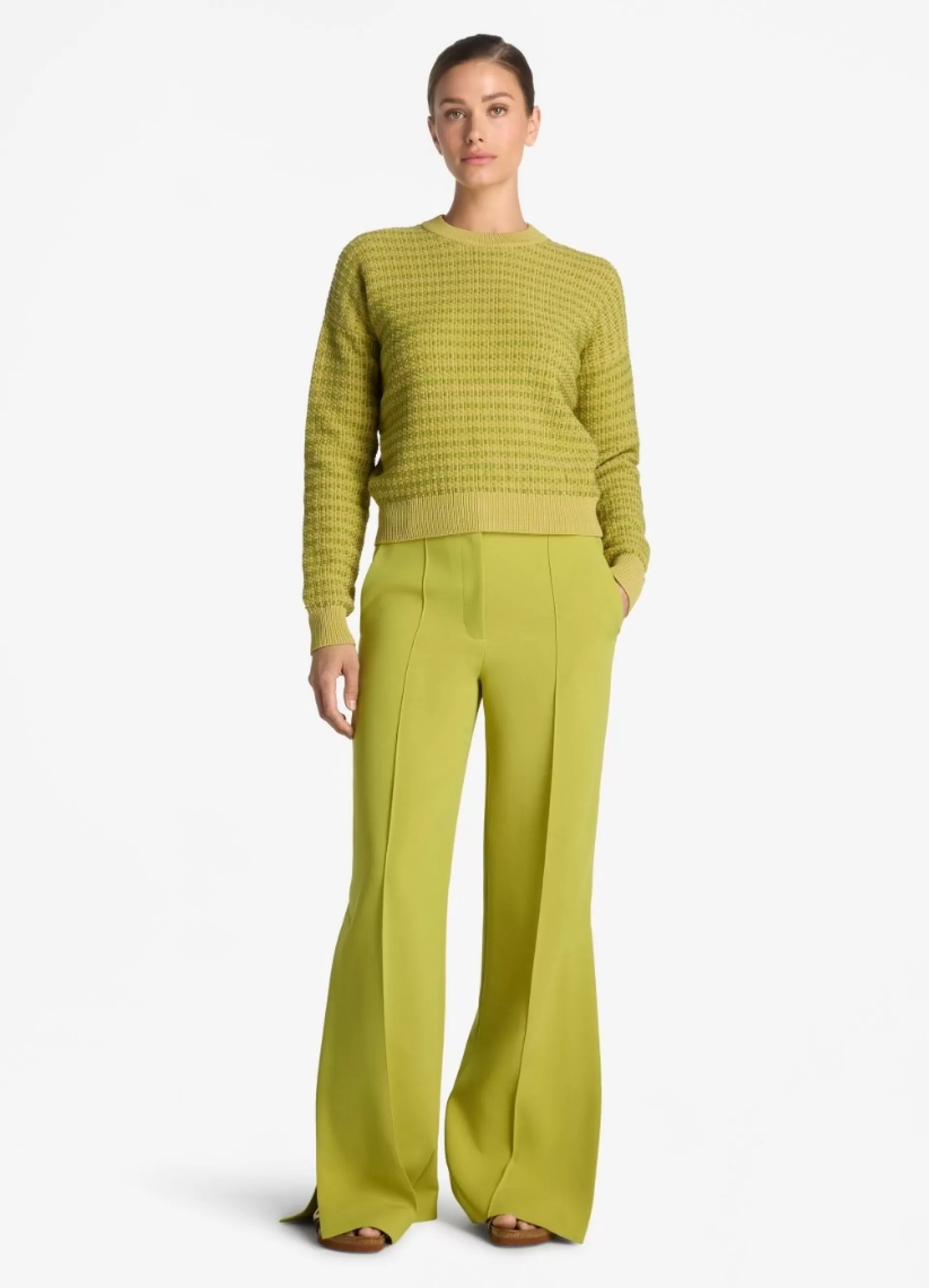 St. John Bi-Tonal Textured Stretch Knit Sweater | ELEVATED ESSENTIALS | TRANSITIONAL CLOTHING