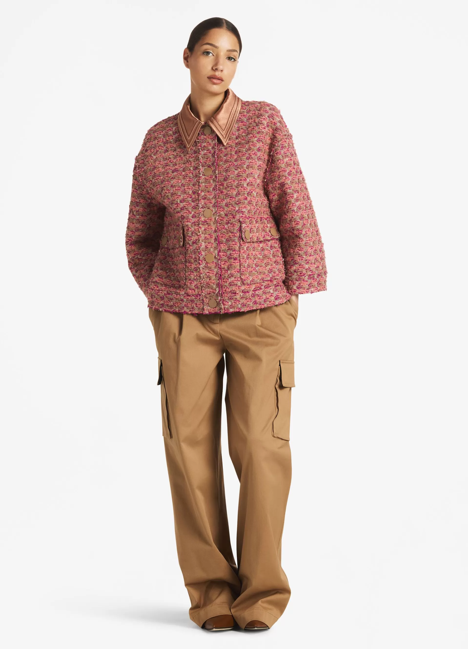 St. John Bonded Slub Wool Tweed Jacket | JACKETS