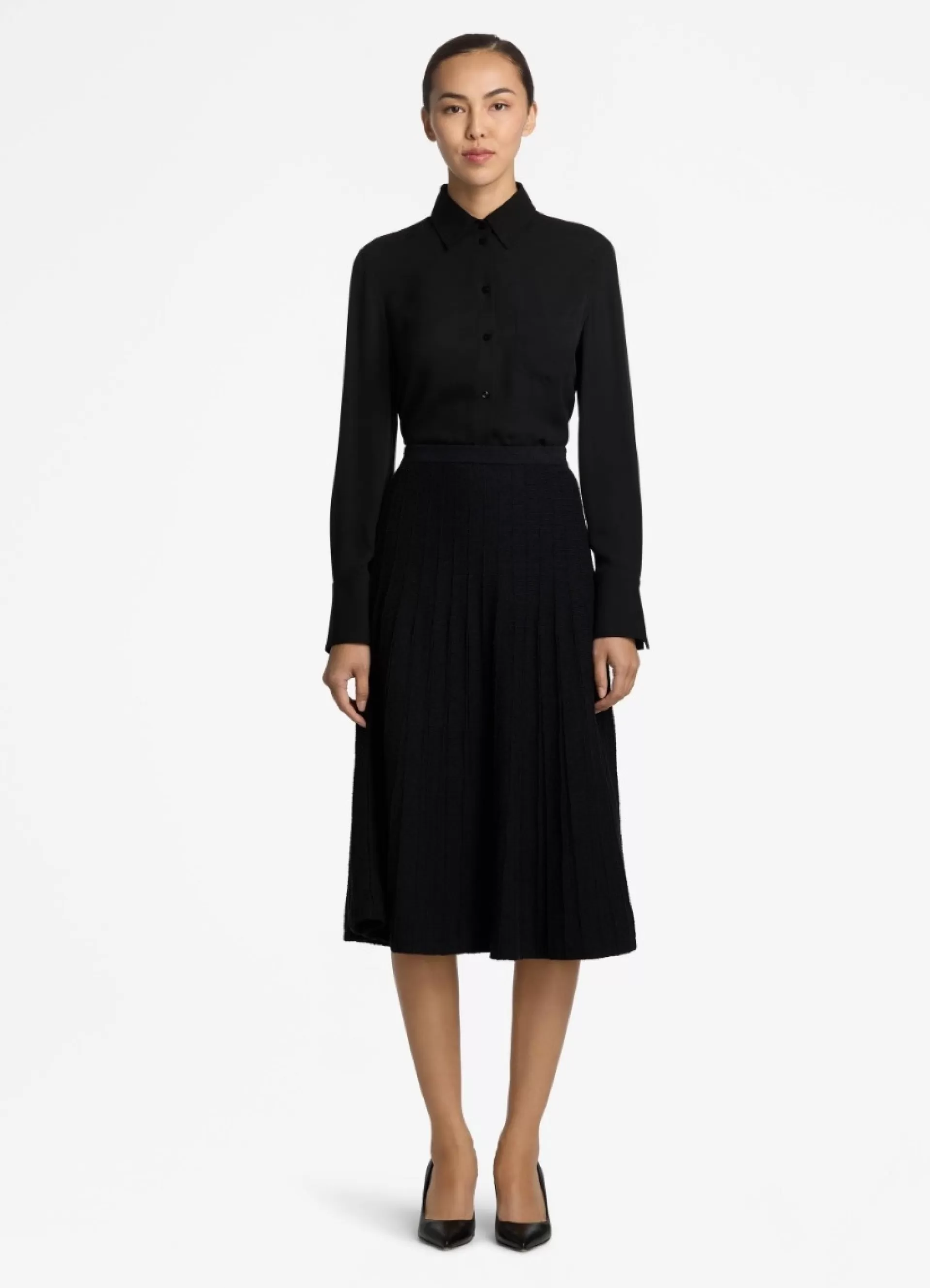 St. John Bouclette Pleat Knit Skirt | SKIRTS | TRANSITIONAL CLOTHING