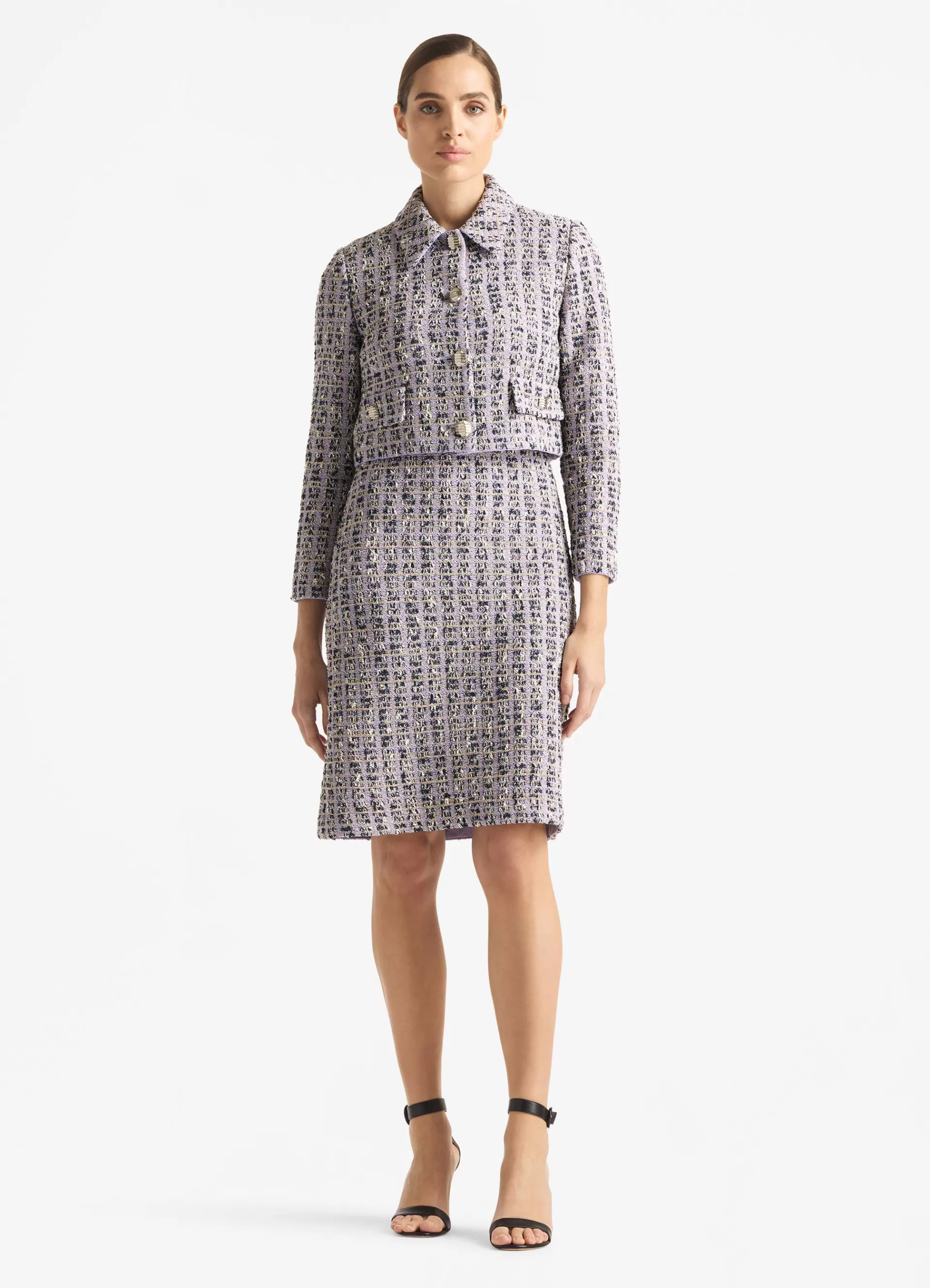 St. John Broken Check Slub Knit Jacket | LIGHT JACKETS | JACKETS