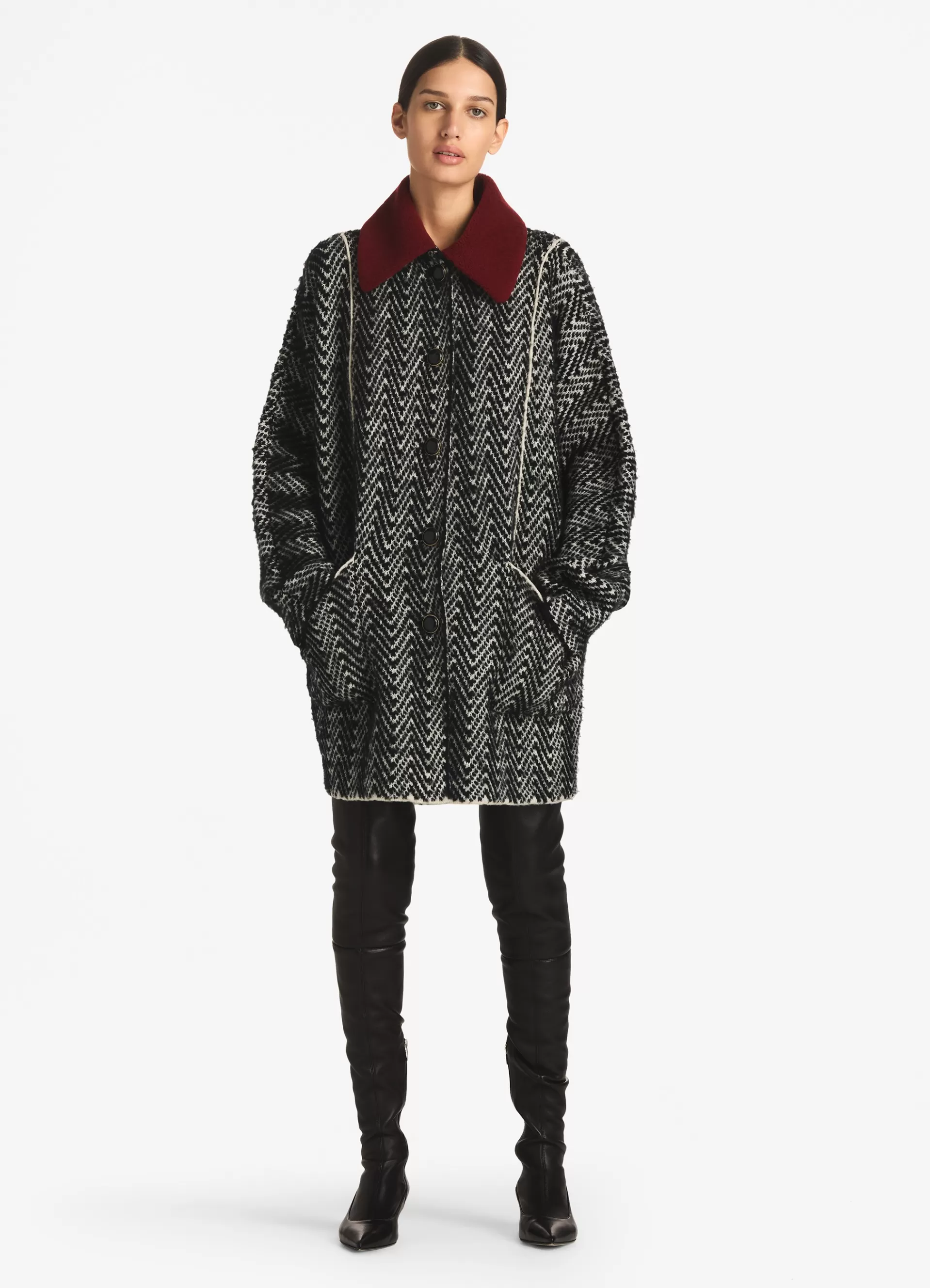 St. John Chevron Sequin Knit Coat | COATS