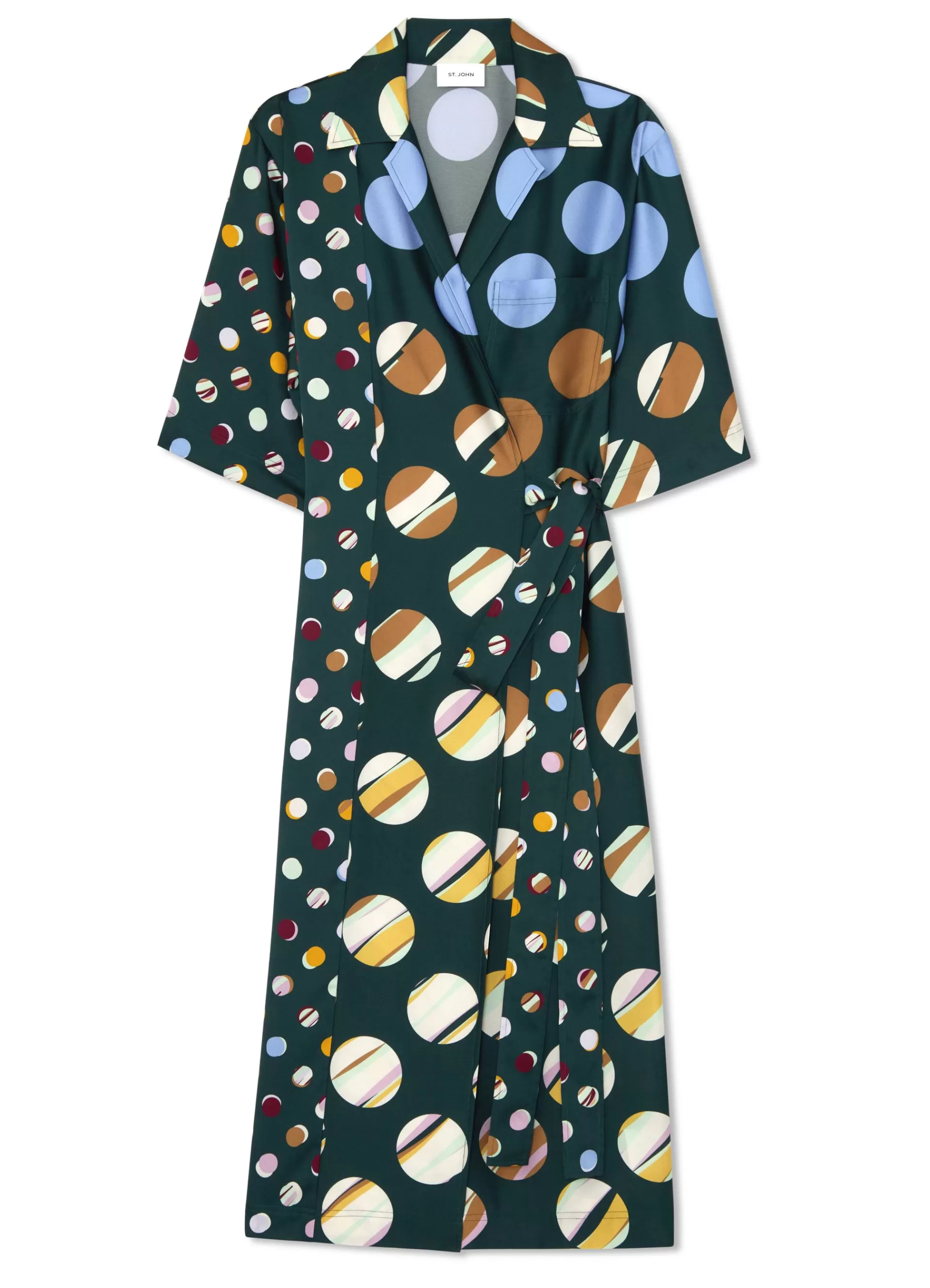 St. John Collage Dot Belted Wrap Dress | WORKWEAR DRESSES | DAY DRESSES