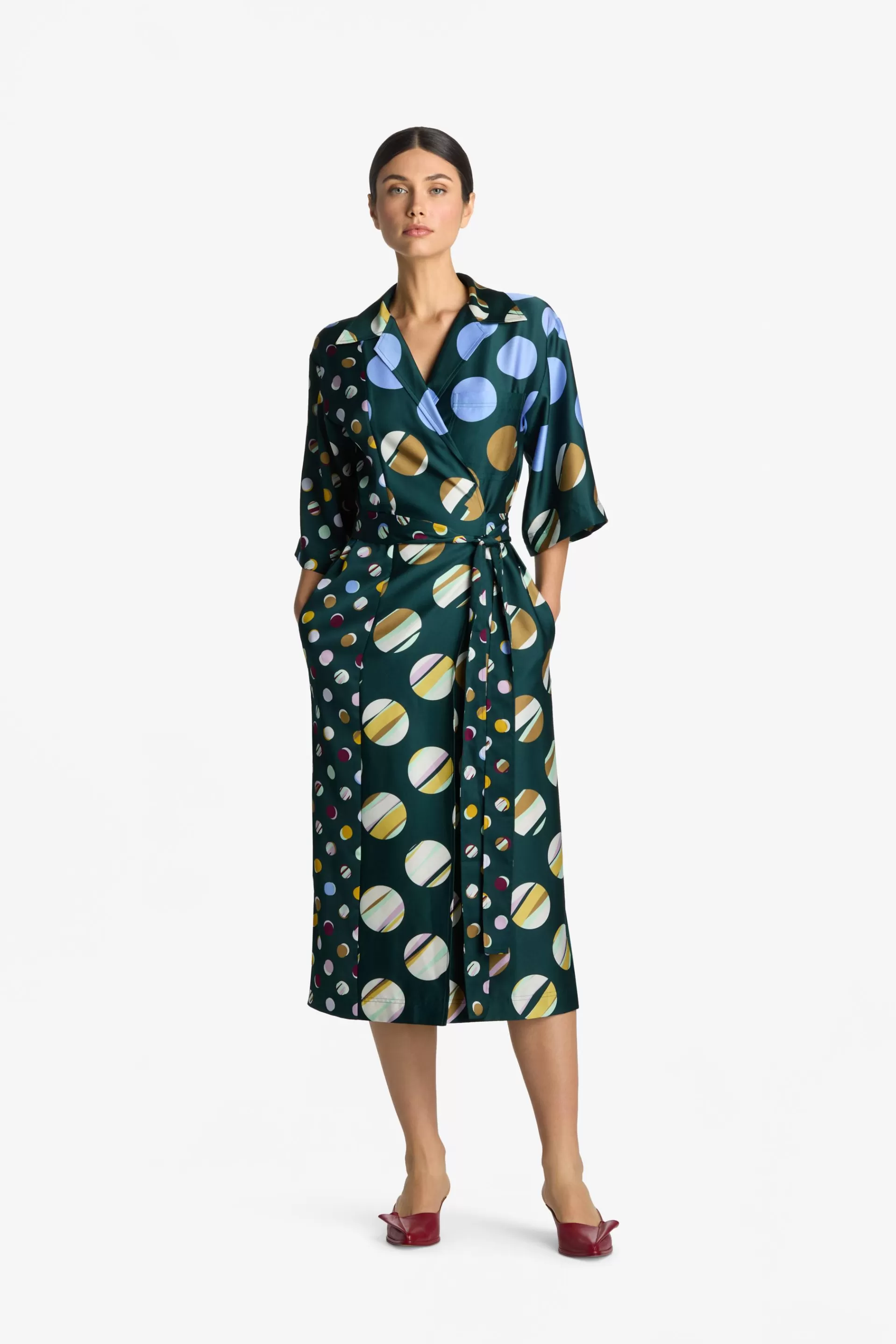 St. John Collage Dot Belted Wrap Dress | WORKWEAR DRESSES | DAY DRESSES