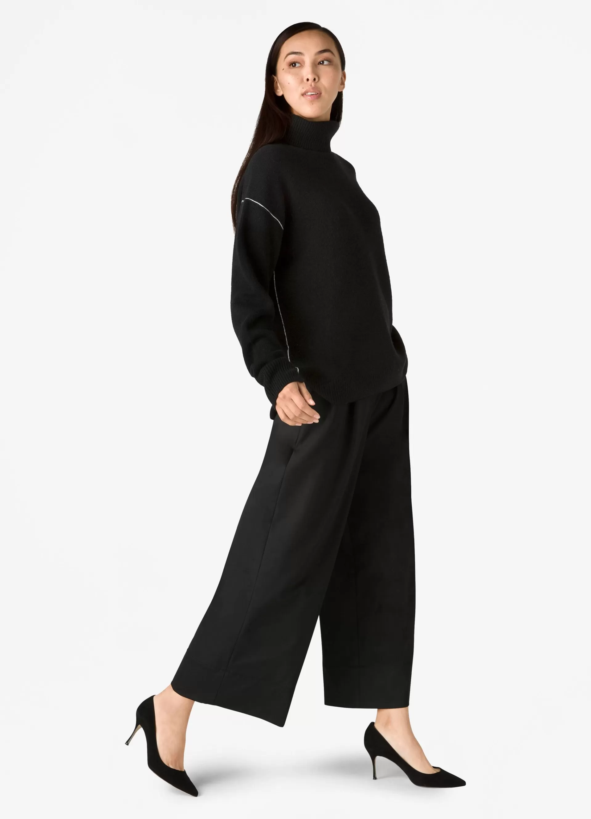 St. John Contrast Detail Turtleneck Sweater | SWEATERS