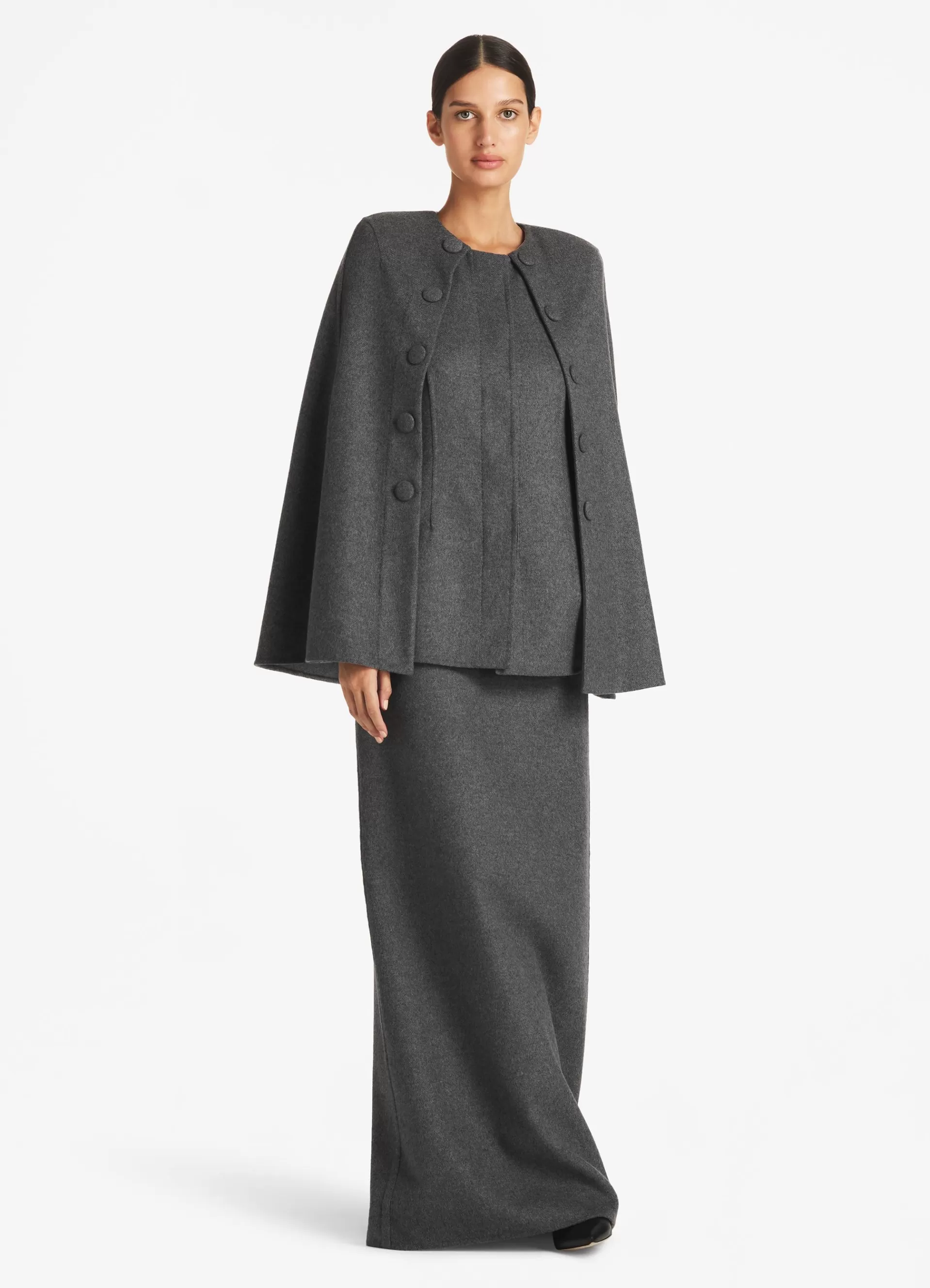 St. John Double Face Wool and Cashmere Blend Cape Jacket | JACKETS