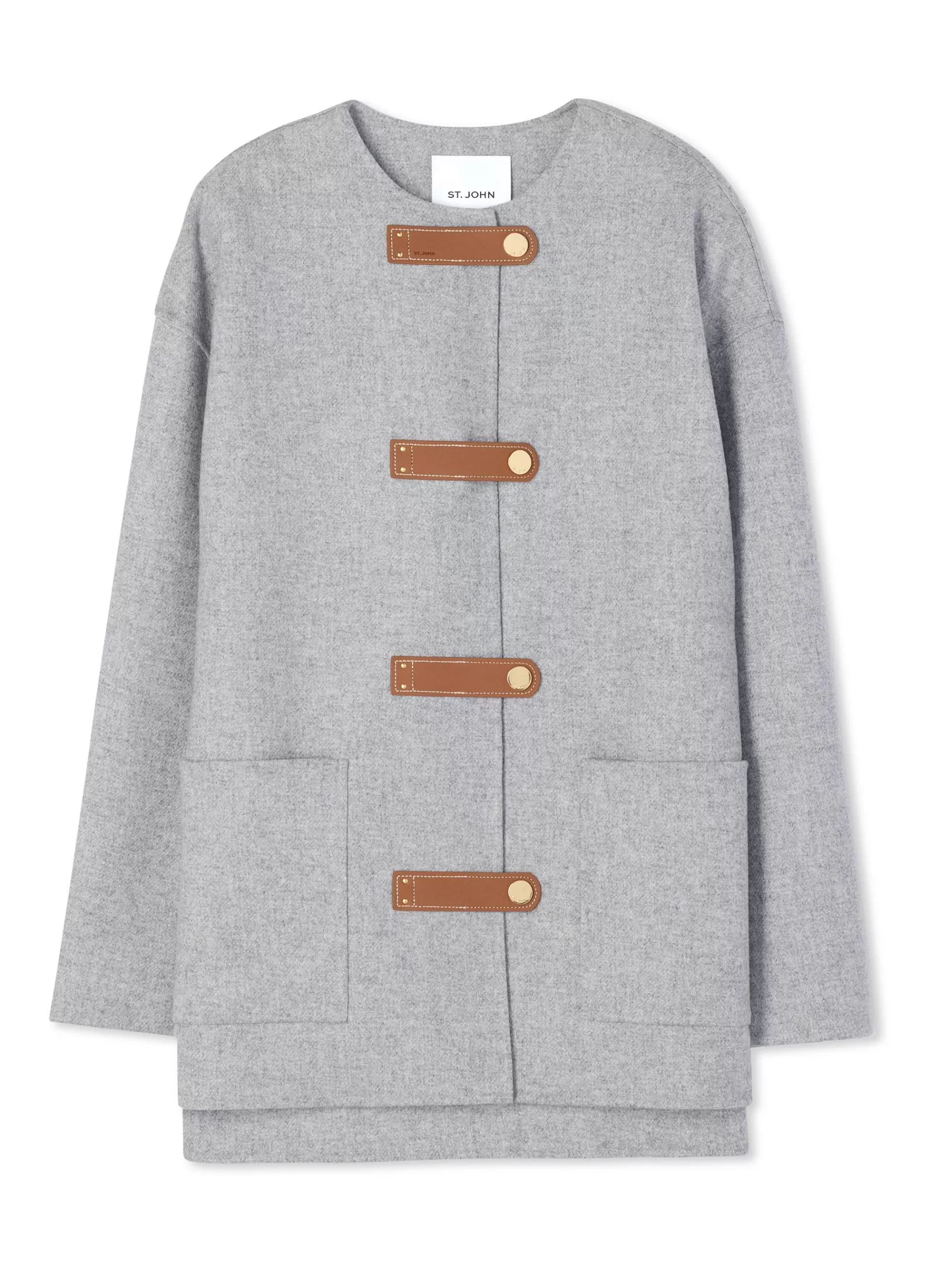 St. John Double Face Wool and Cashmere Blend Tab Front Jacket | JACKETS