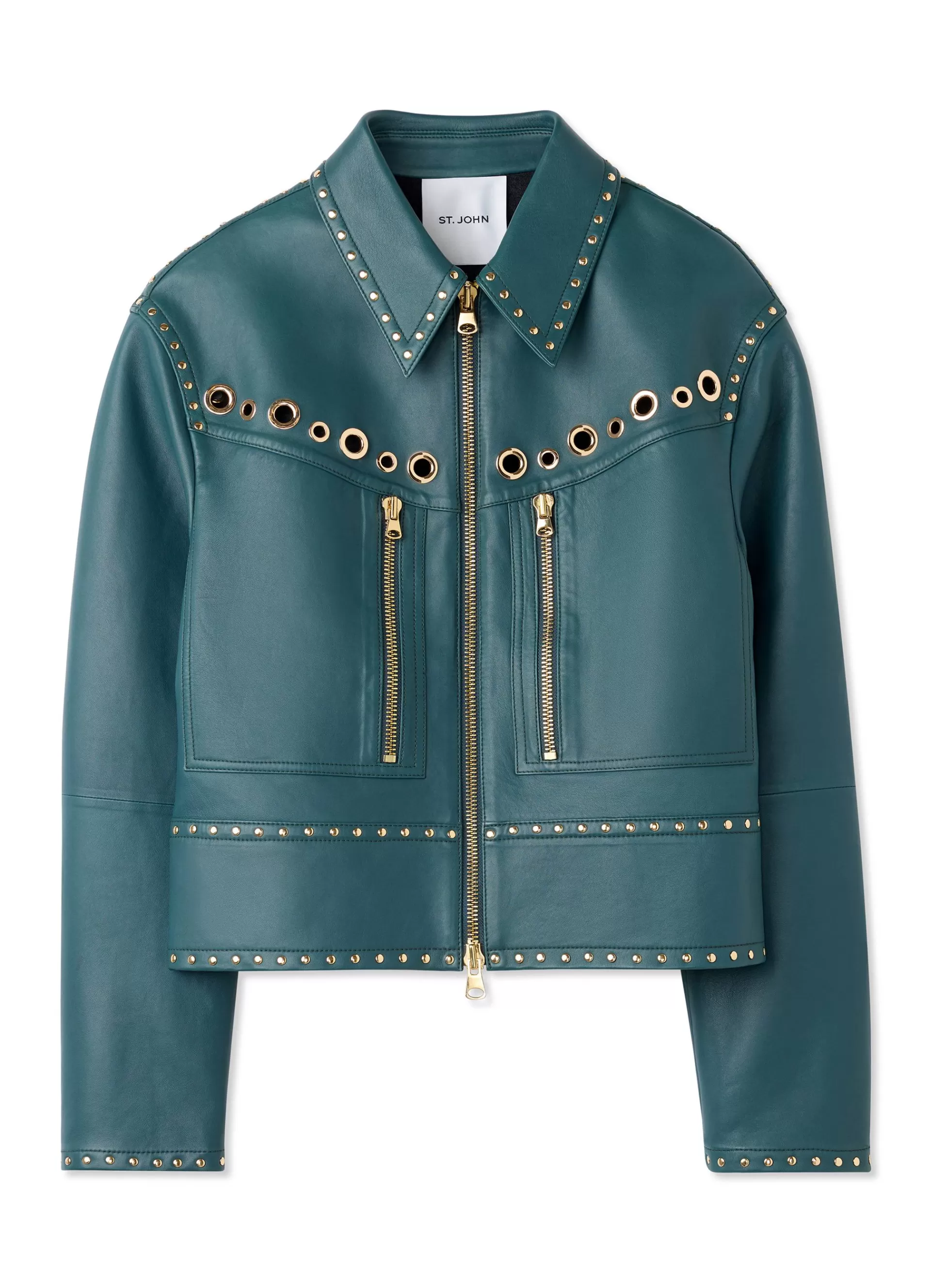 St. John Doubleface Leather Embellished Jacket | COORDINATING SETS | JACKETS