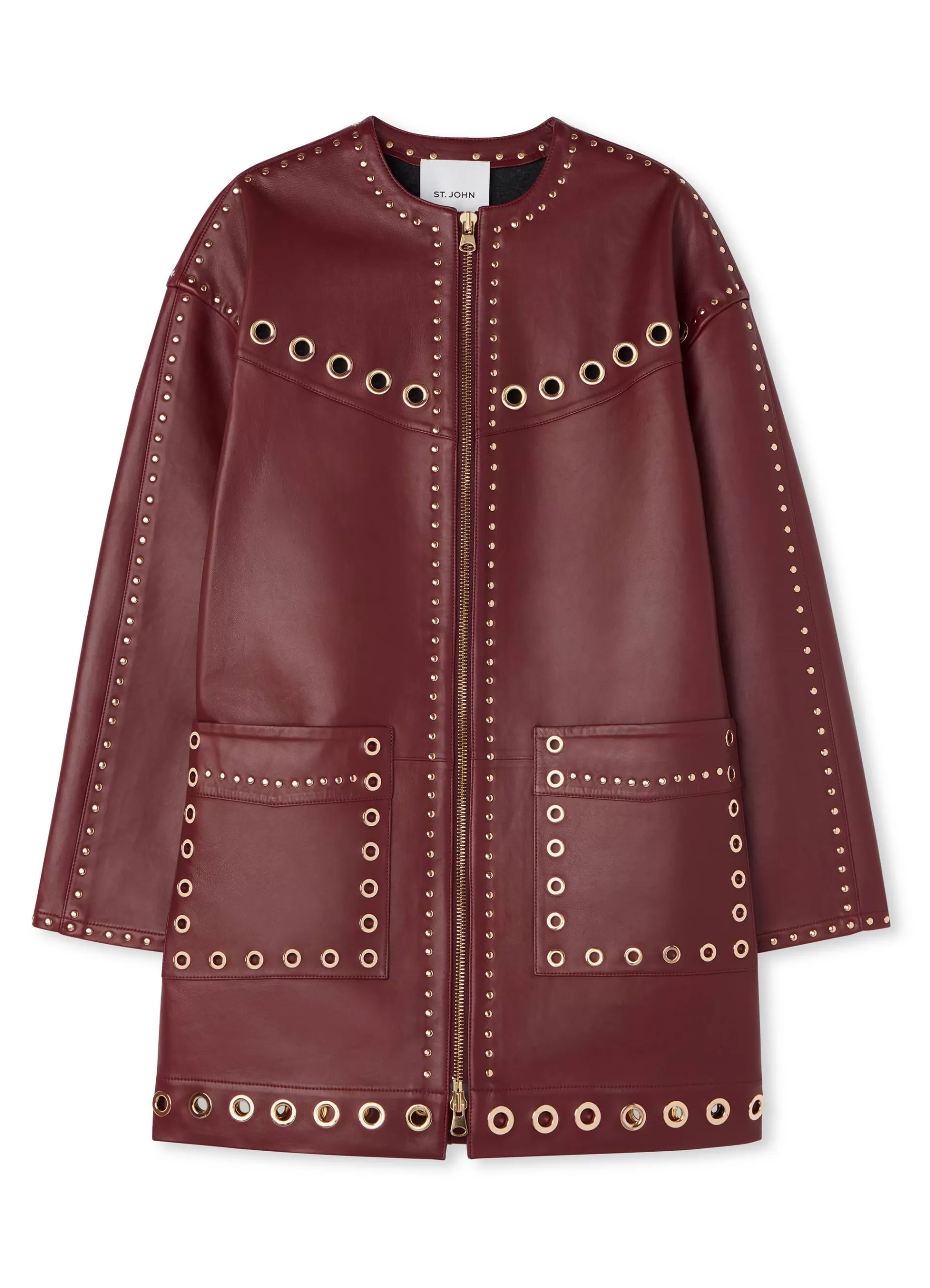 St. John Embellished Doubleface Leather Coat | JACKETS | JACKETS & COATS