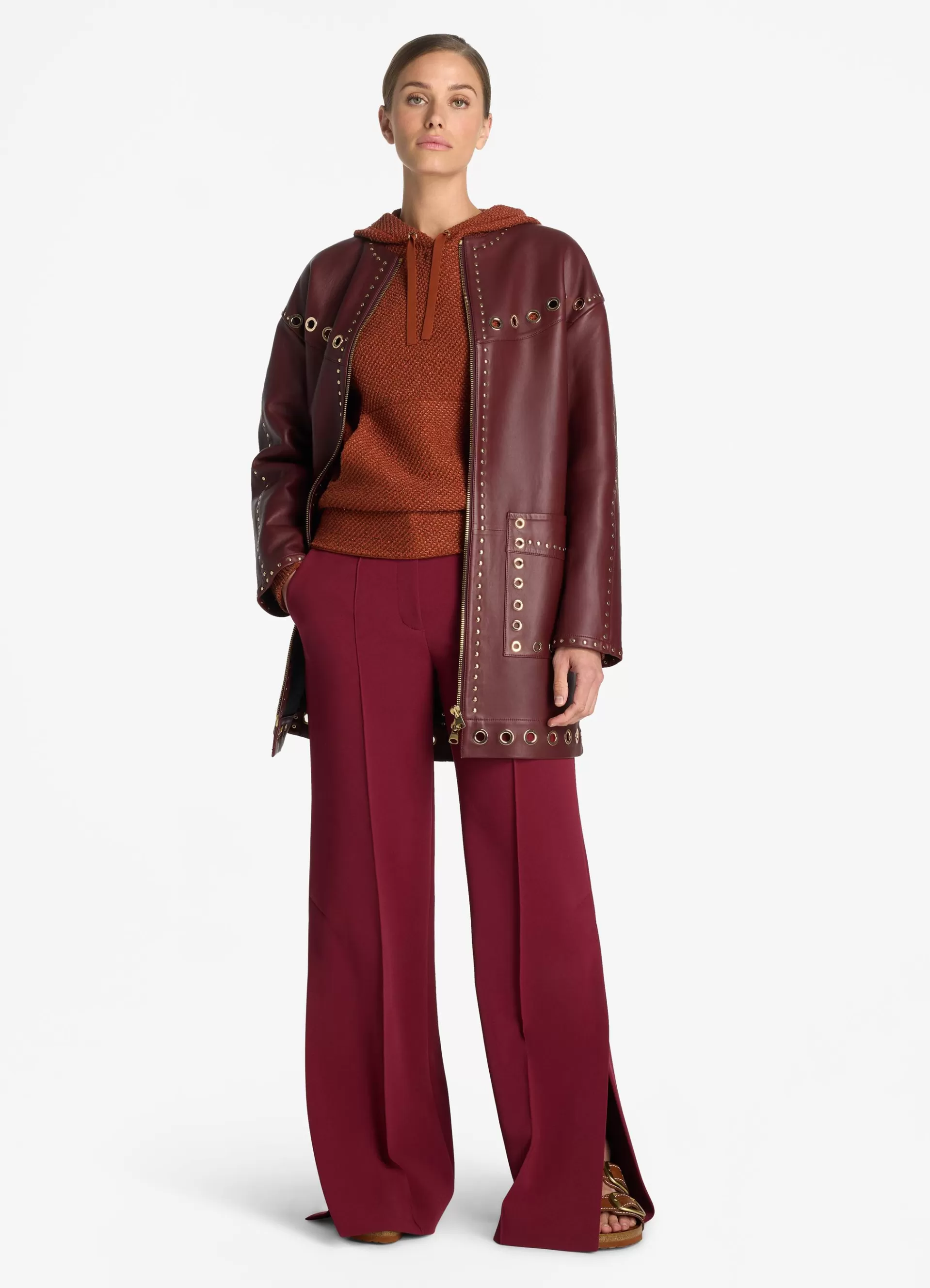 St. John Embellished Doubleface Leather Coat | JACKETS | JACKETS & COATS