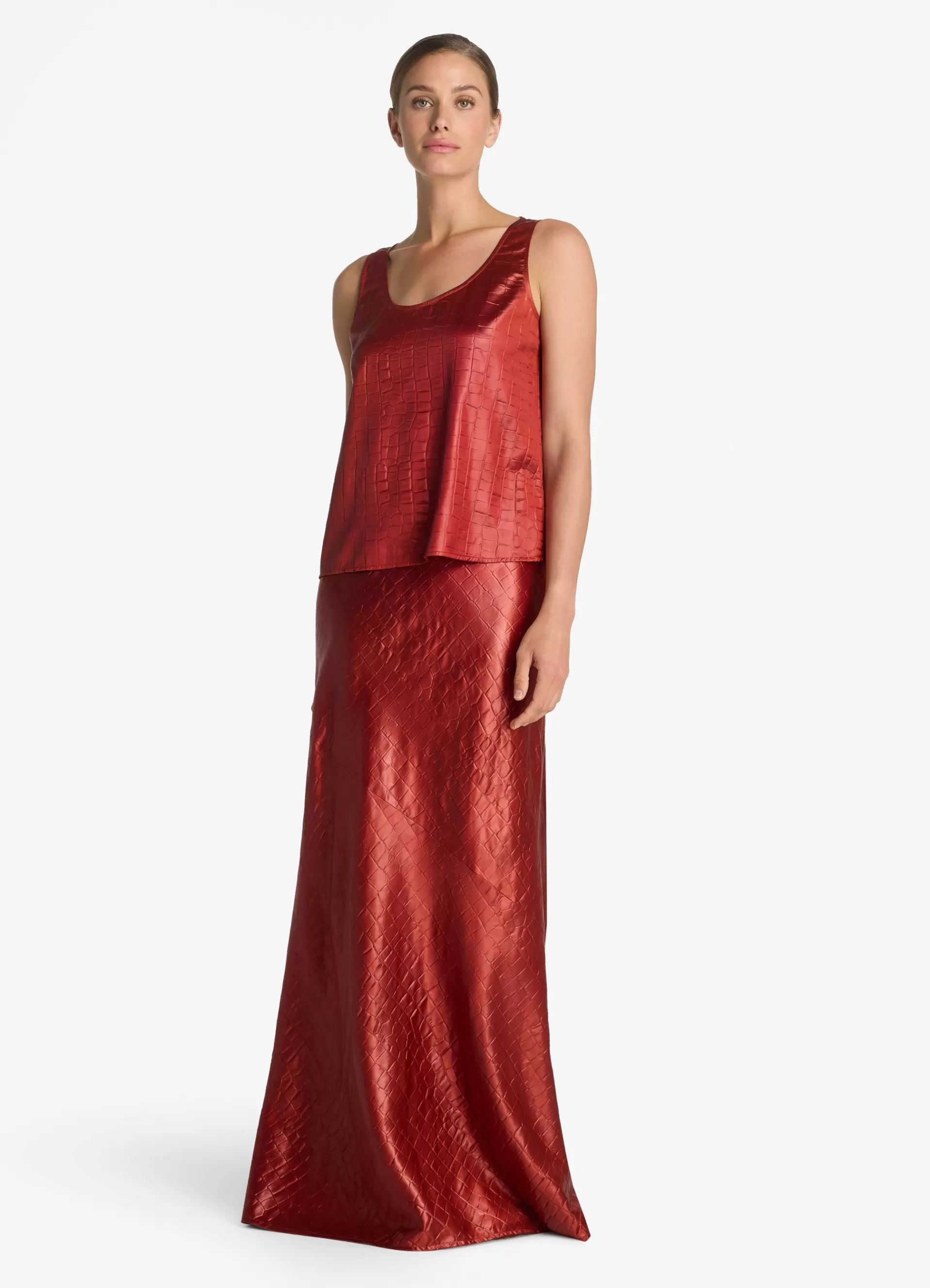 St. John Embossed Crocodile Satin Shell | MATCHING SETS | COCKTAIL & PARTY