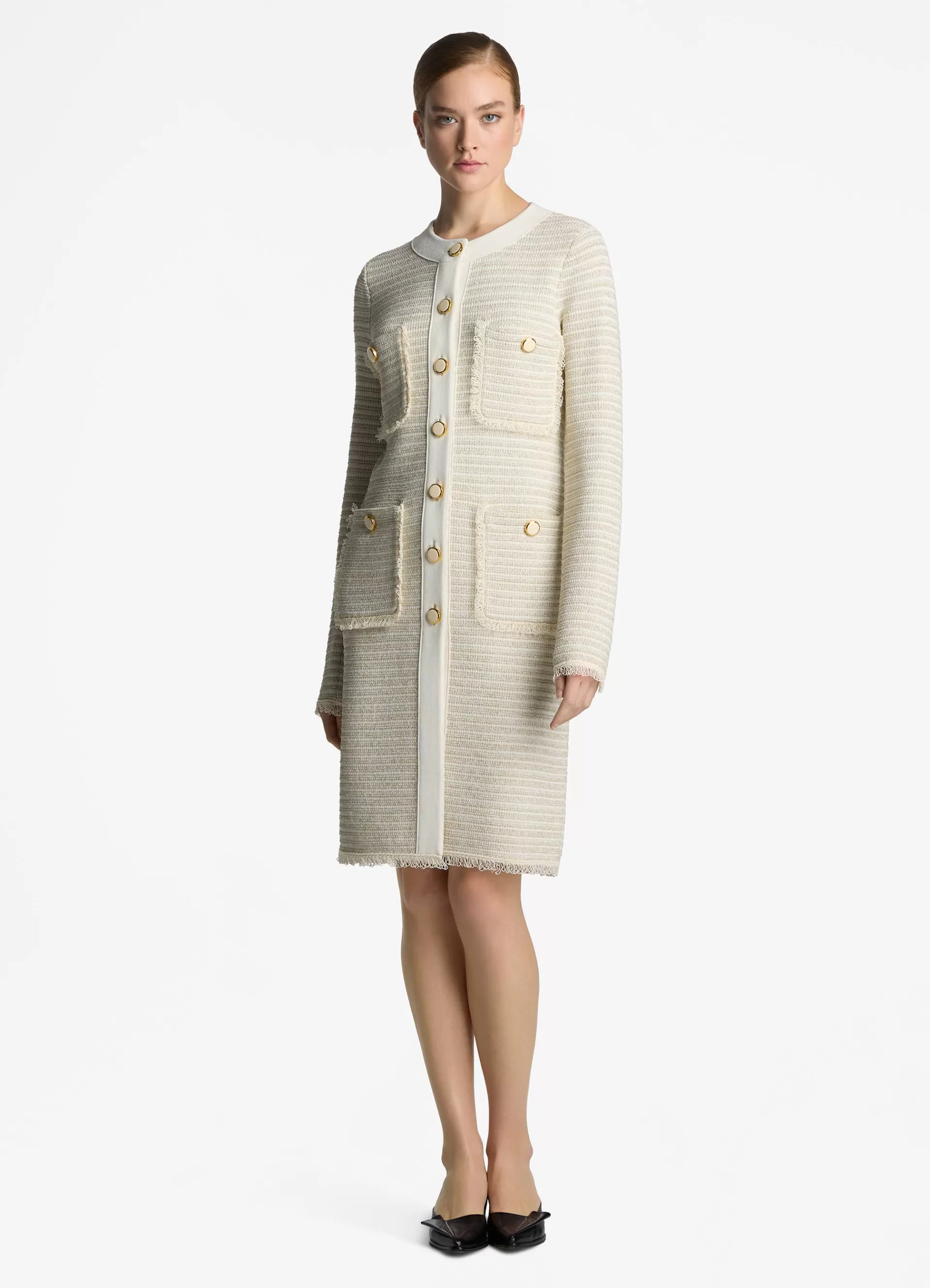 St. John Fringe Knit Long Jacket | KNITWEAR | COORDINATING SETS