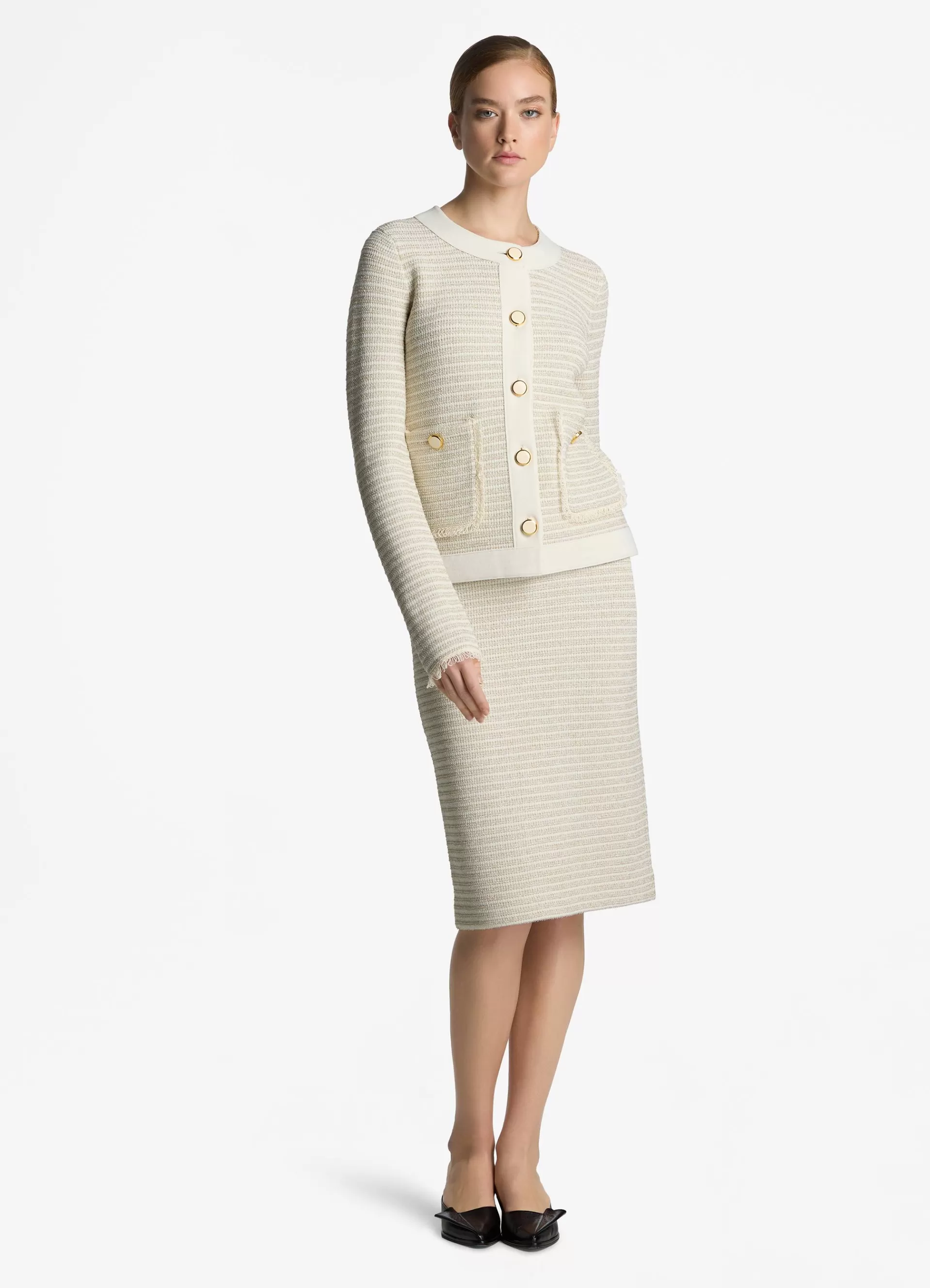St. John Fringe Knit Short Jacket | KNITWEAR | COORDINATING SETS