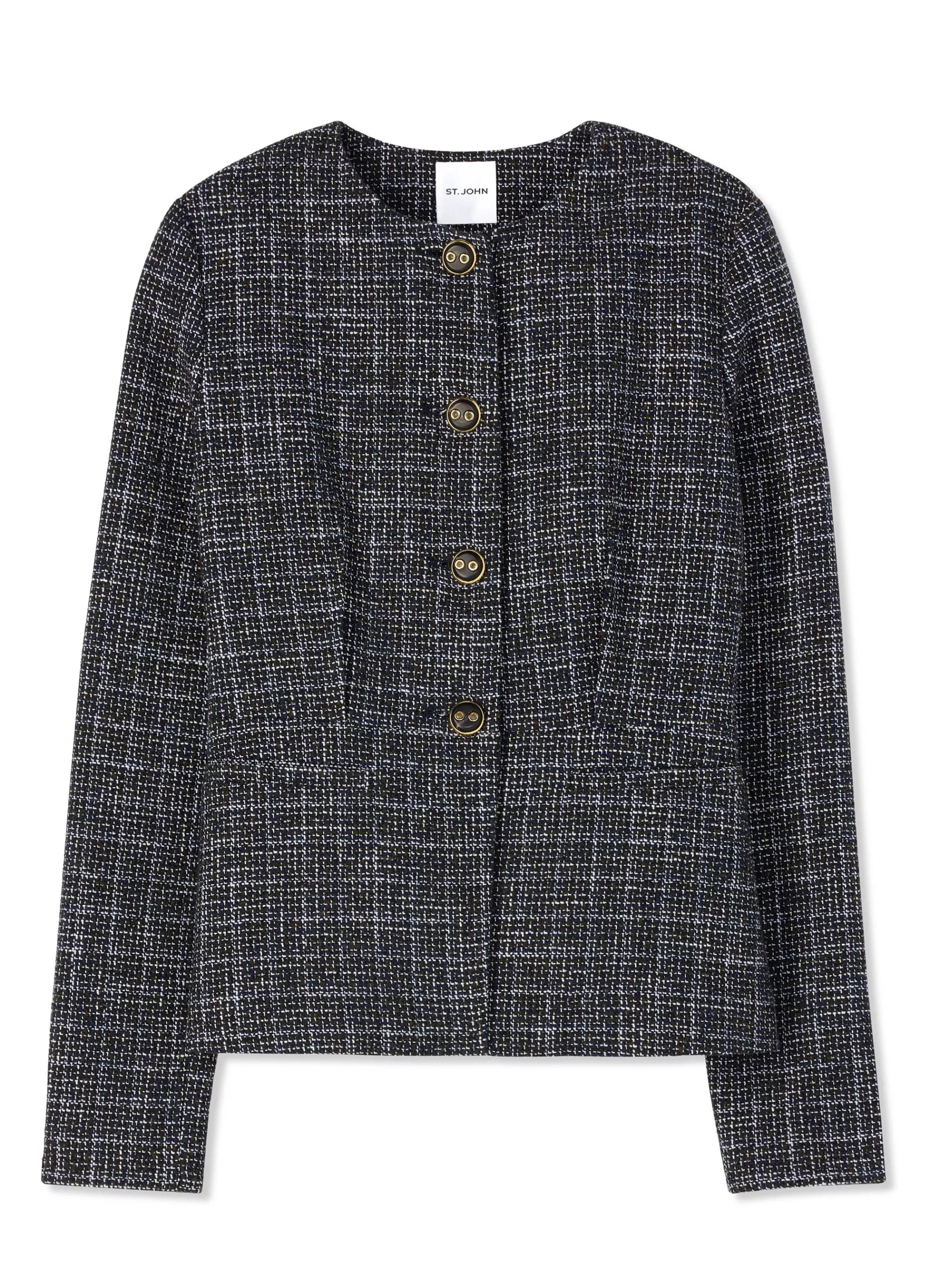St. John Graphic Check Tweed Jacket | JACKETS