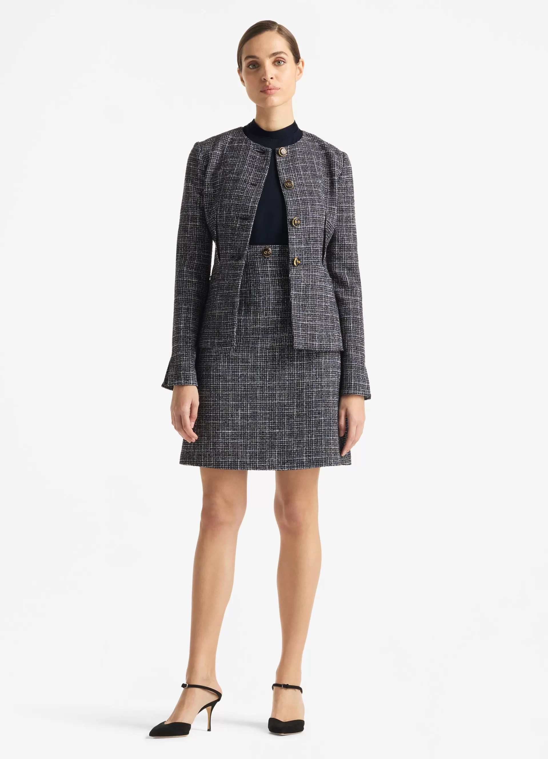 St. John Graphic Check Tweed Jacket | JACKETS