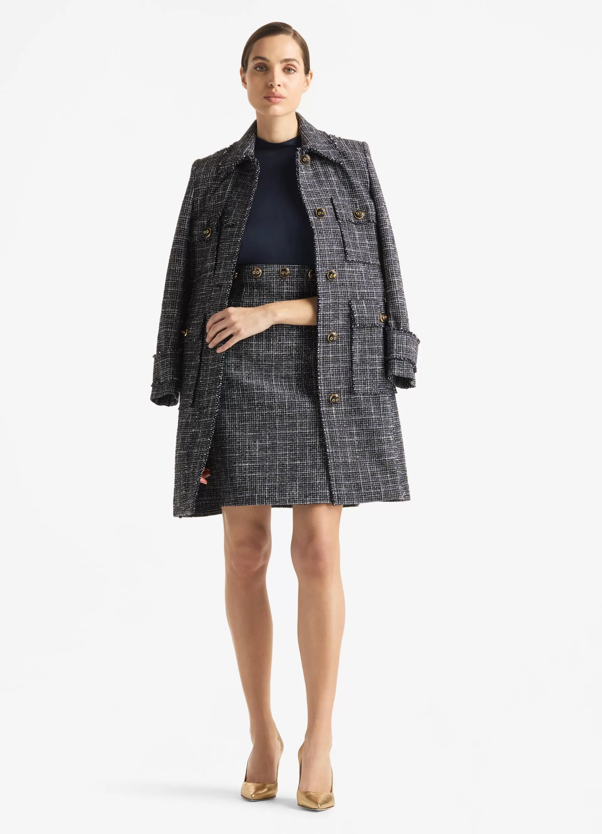 St. John Graphic Check Tweed Topper | JACKETS