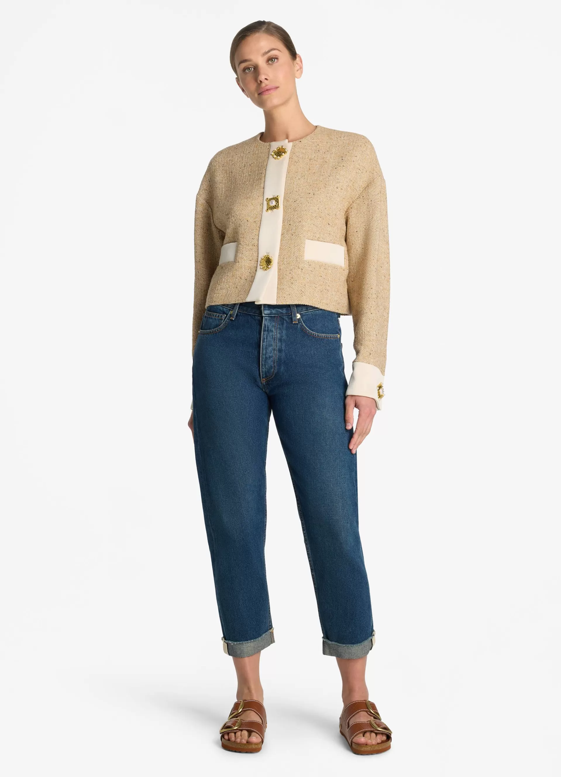 St. John Italian Tweed Contrast Trim Short Jacket | TWEED JACKETS | COORDINATING SETS