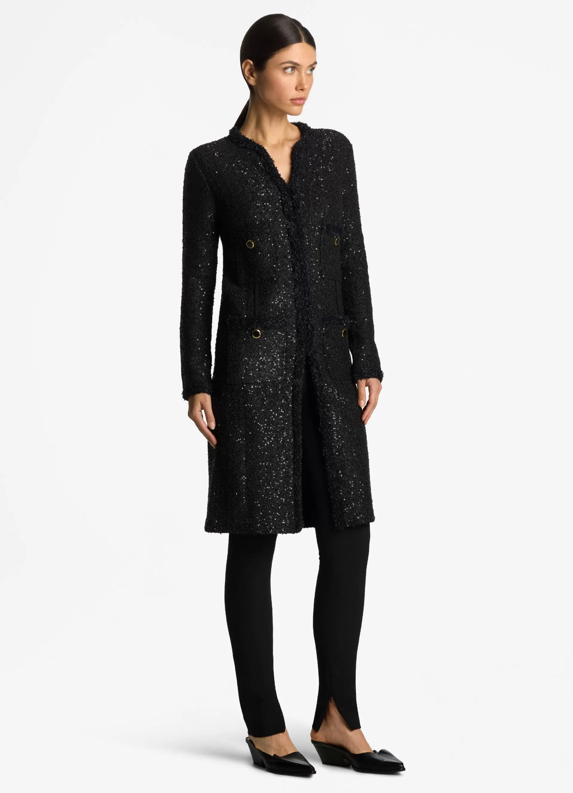 St. John Knitted Stretch Sequin Long Jacket | EVENING WEAR | JACKETS
