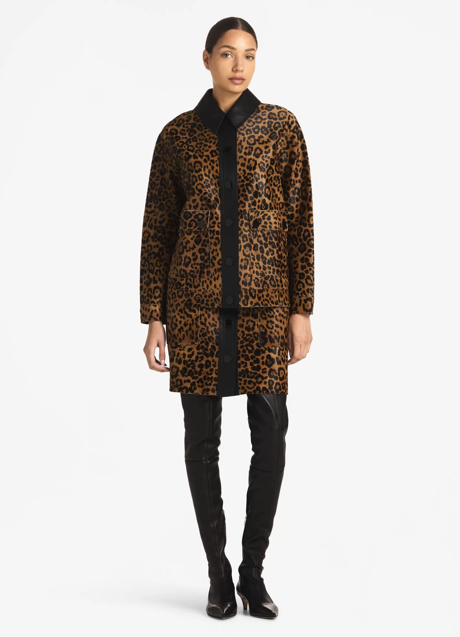 St. John Leopard Print Calf Hair Jacket | JACKETS
