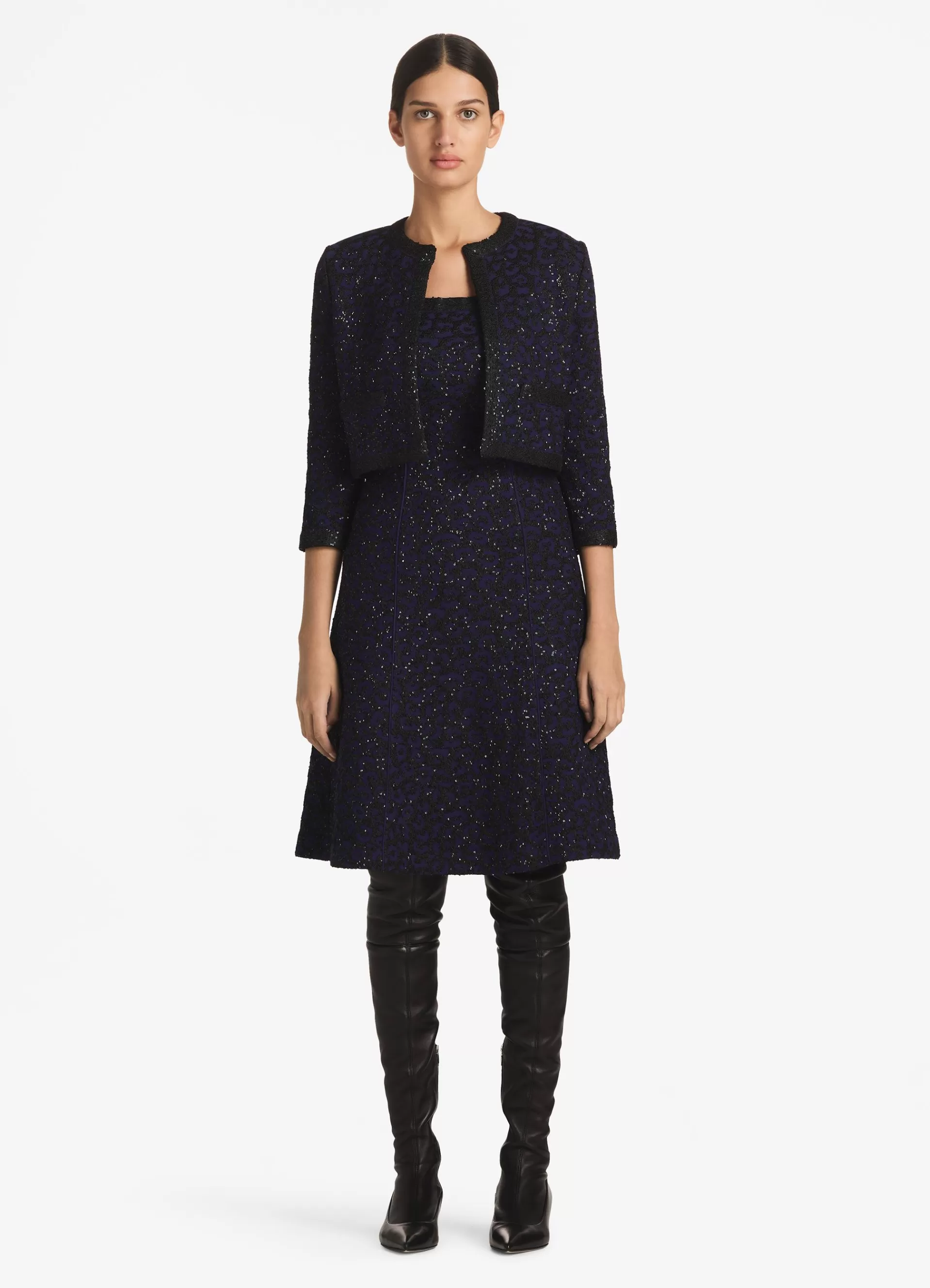 St. John Leopard Sequin Knit Short Jacket | LIGHT JACKETS | JACKETS