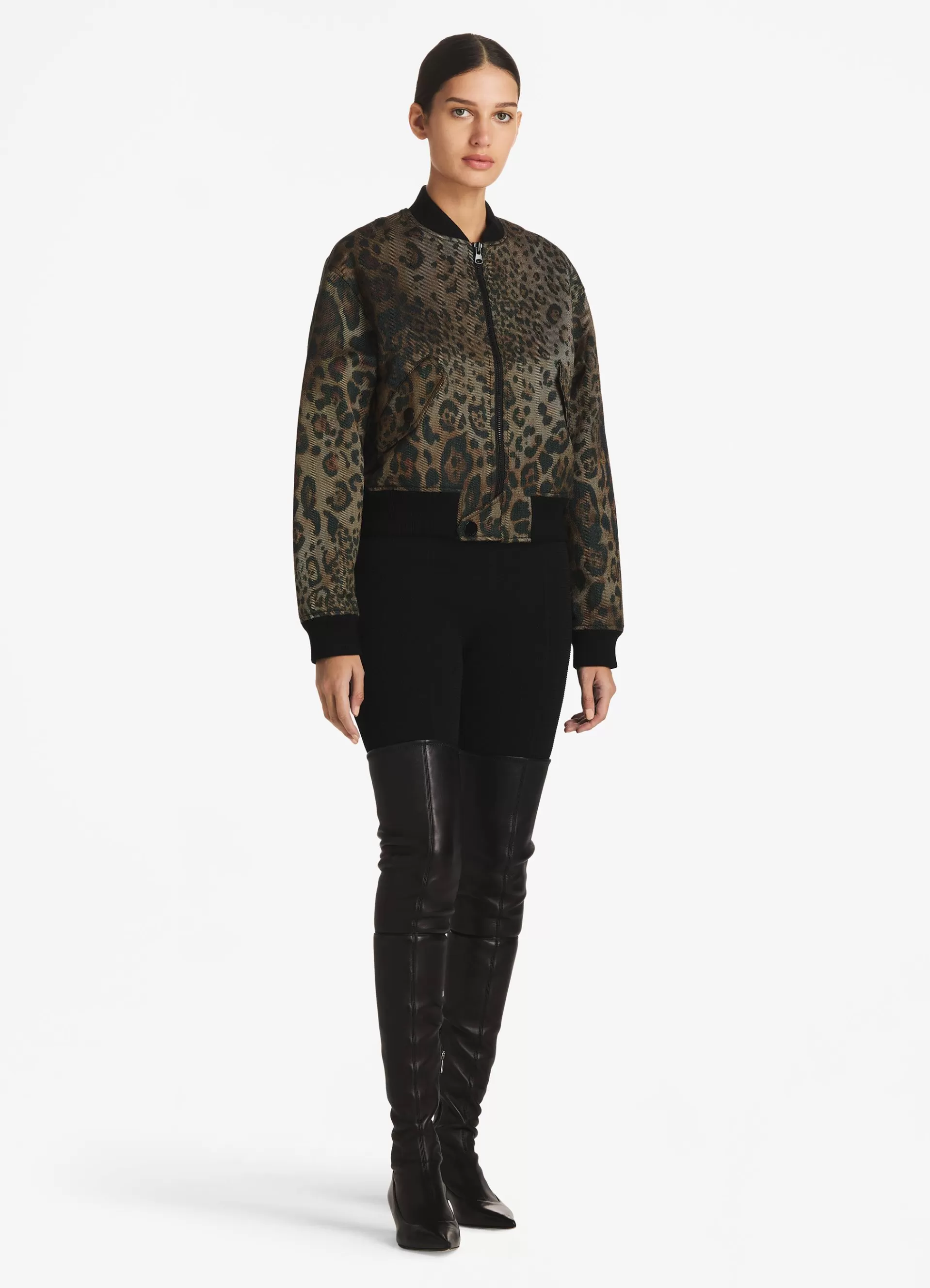 St. John Leopard Twill Bomber Jacket | JACKETS