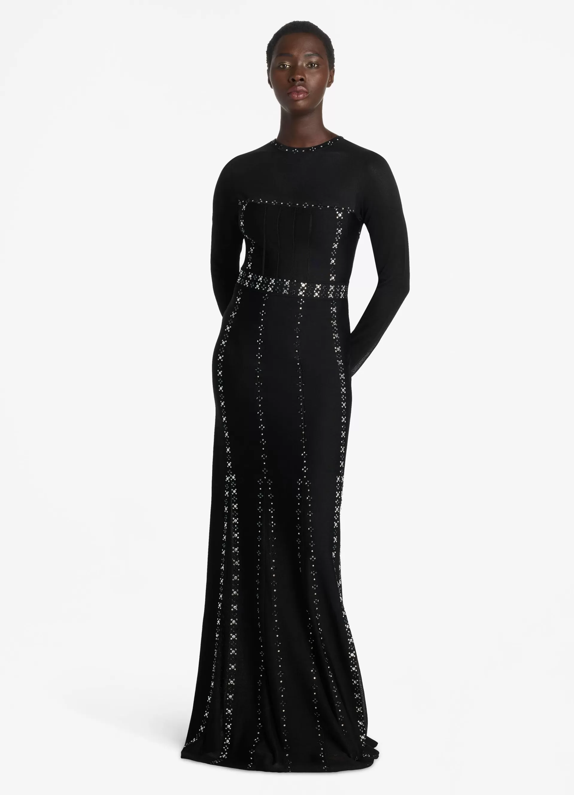 St. John Long Sleeve Studded Gown | EVENING GOWNS | FORMAL & EVENING WEAR
