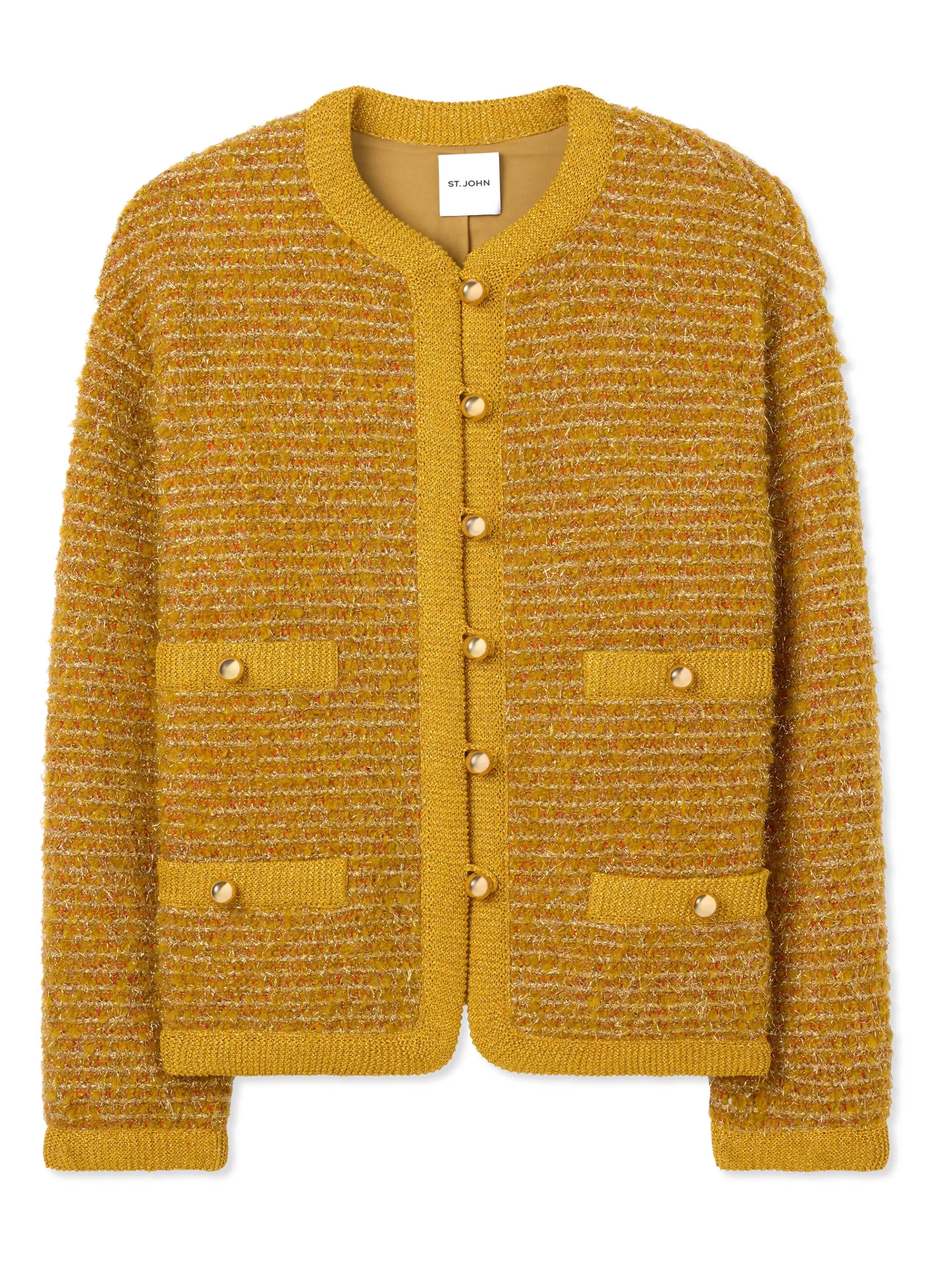 St. John Lurex and Eyelash Textured Signature Knit Jacket | JACKETS | ELEVATED ESSENTIALS