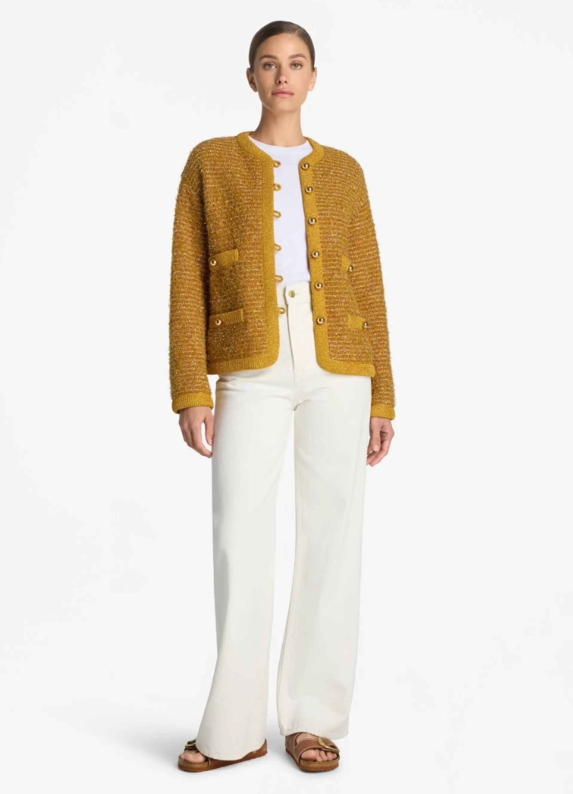 St. John Lurex and Eyelash Textured Signature Knit Jacket | JACKETS | ELEVATED ESSENTIALS