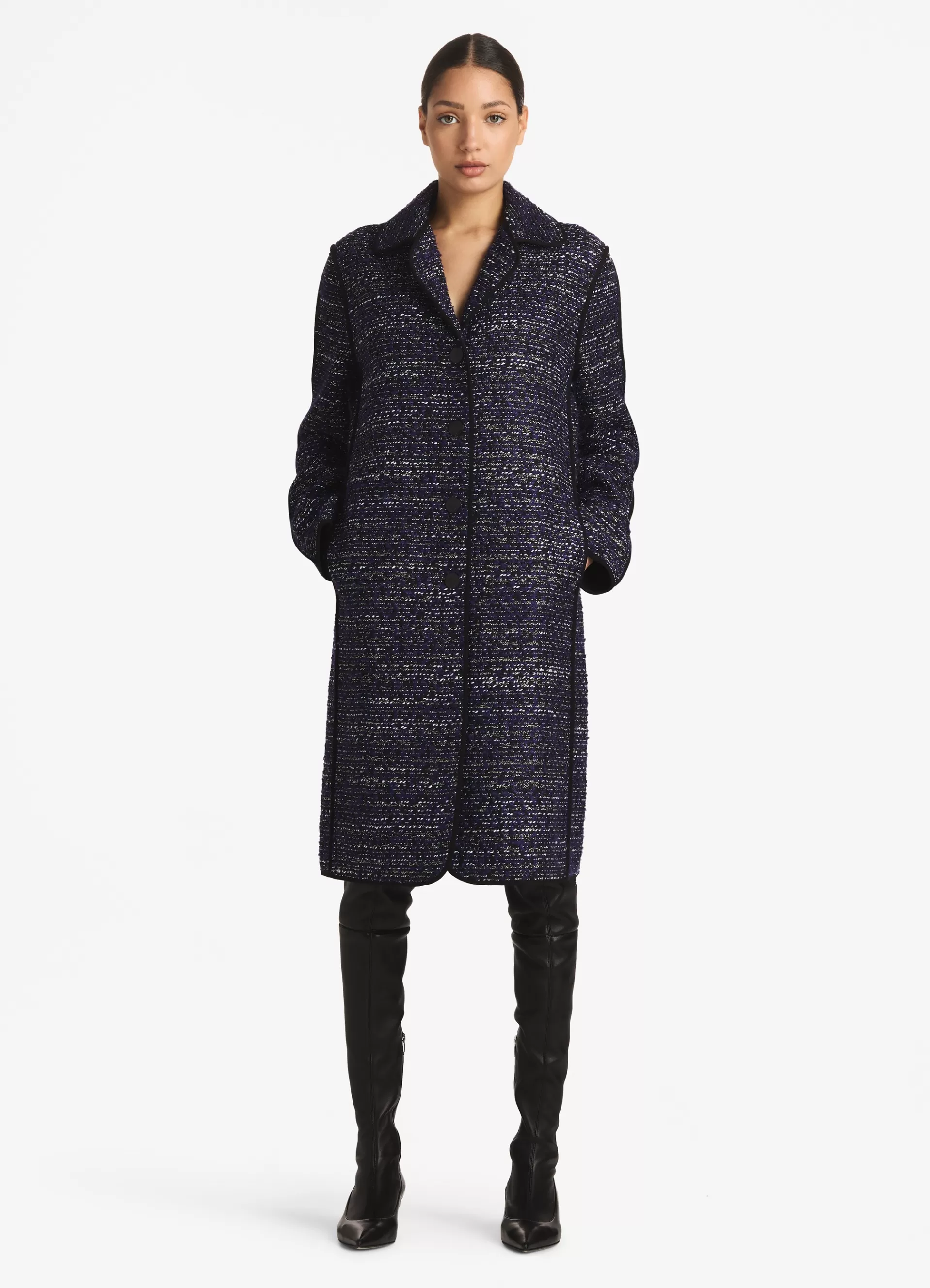 St. John Lurex Bouclette Tweed Long Jacket | JACKETS