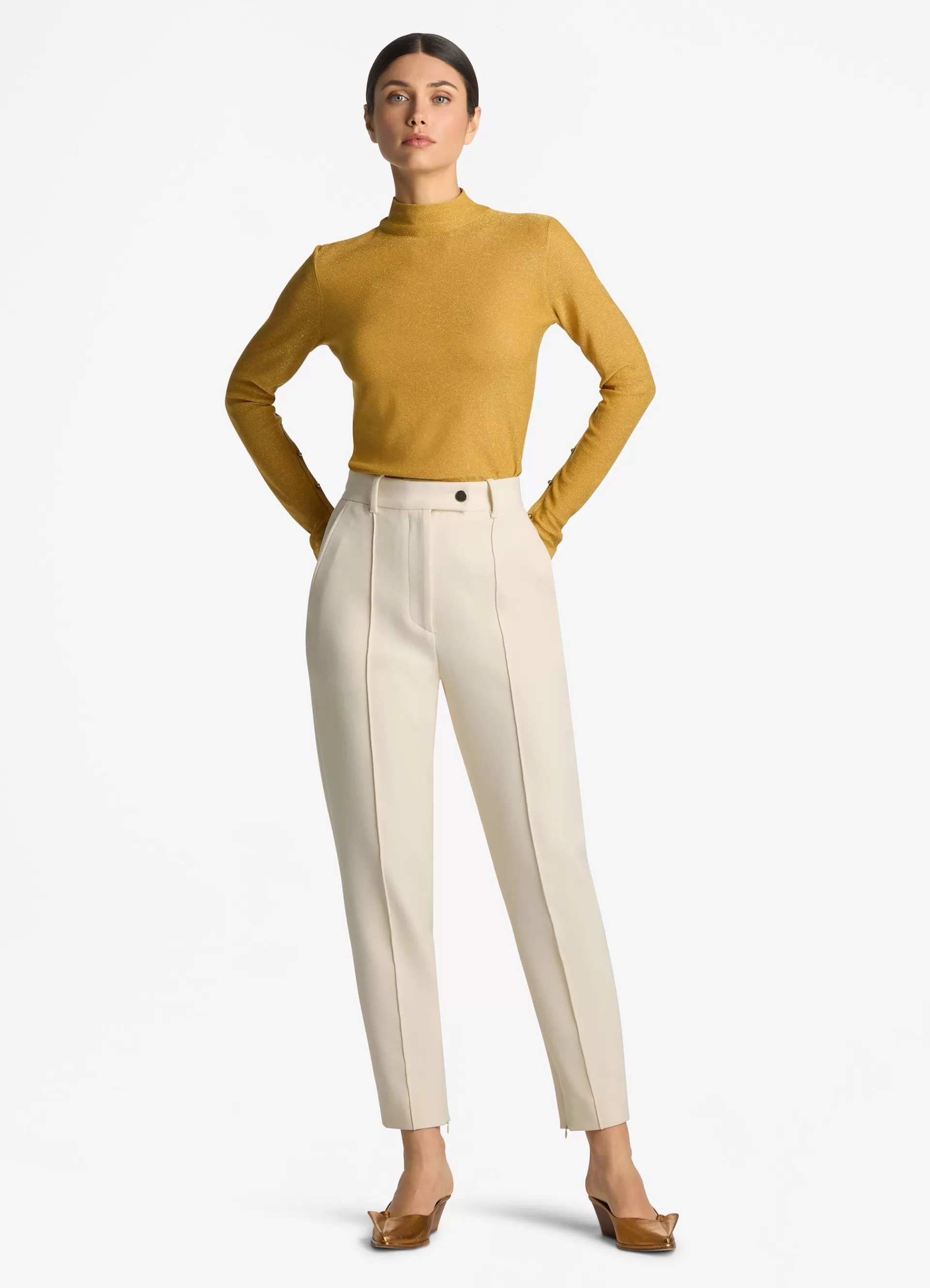 St. John Lurex Jersey Knit Turtleneck | KNITWEAR