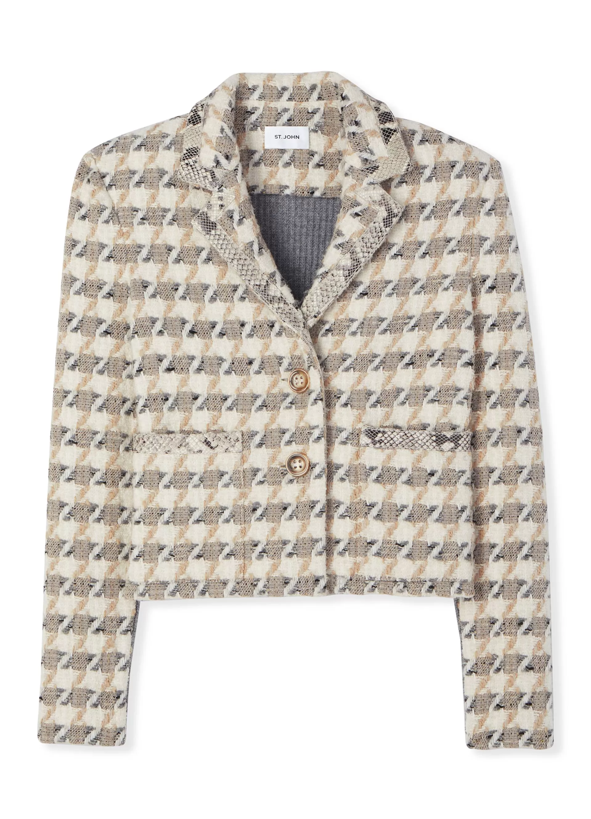 St. John Maxi Houndstooth Tweed Jacket | JACKETS