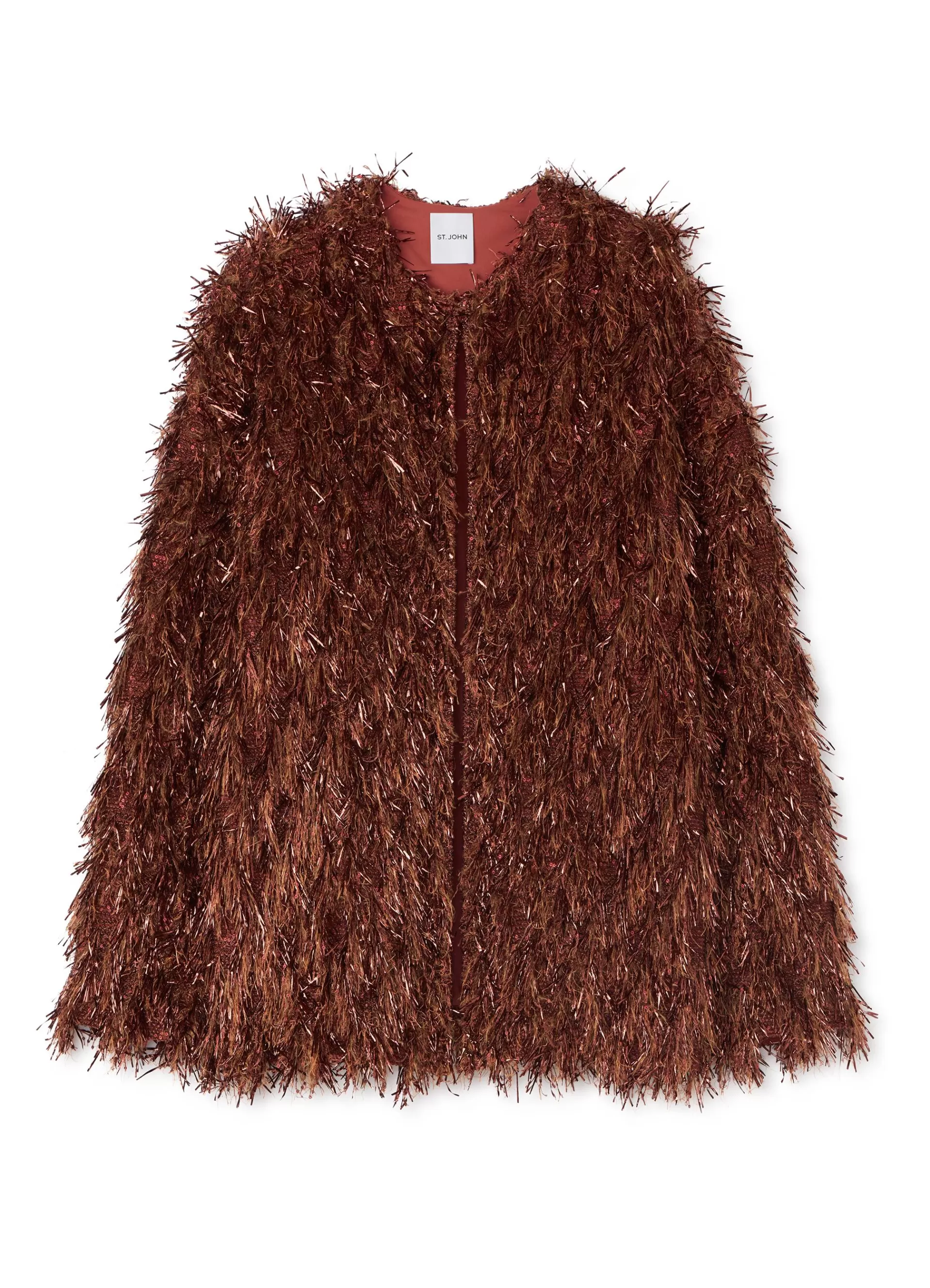 St. John Metallic and Sequin Faux Fur Jacket | JACKETS | COCKTAIL & PARTY