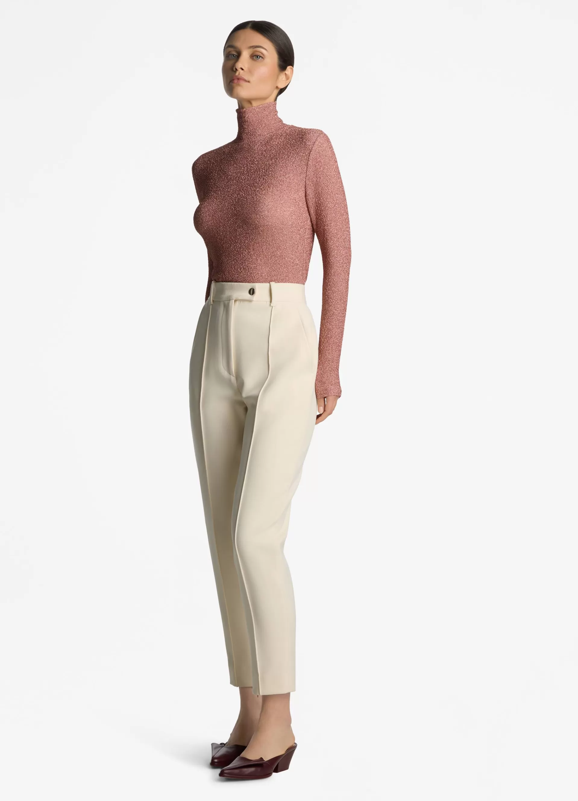 St. John Metallic Knit Turtleneck Top | KNITWEAR | TOPS & SHELLS