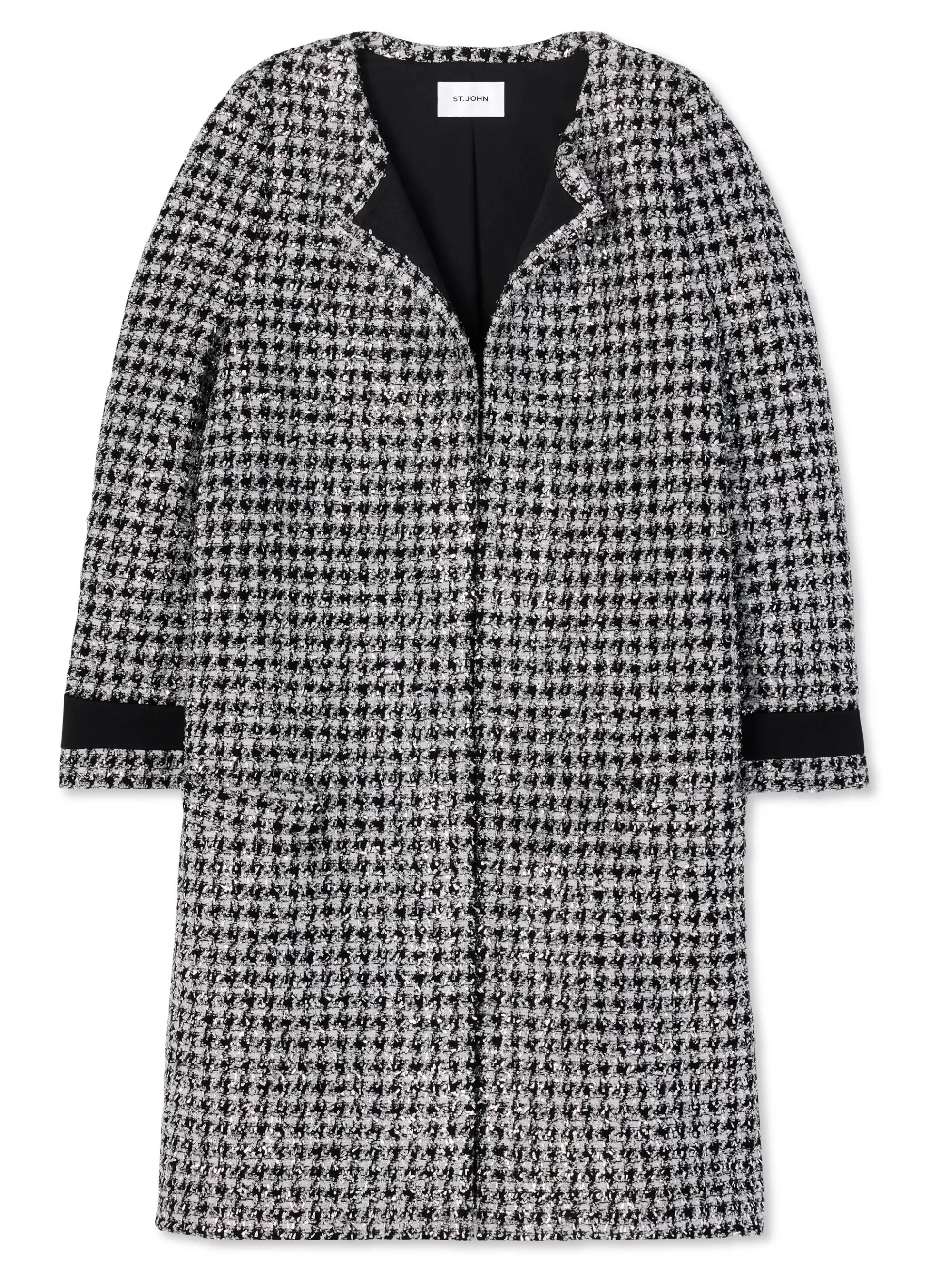 St. John Metallic Tweed Houndstooth Jacket | JACKETS