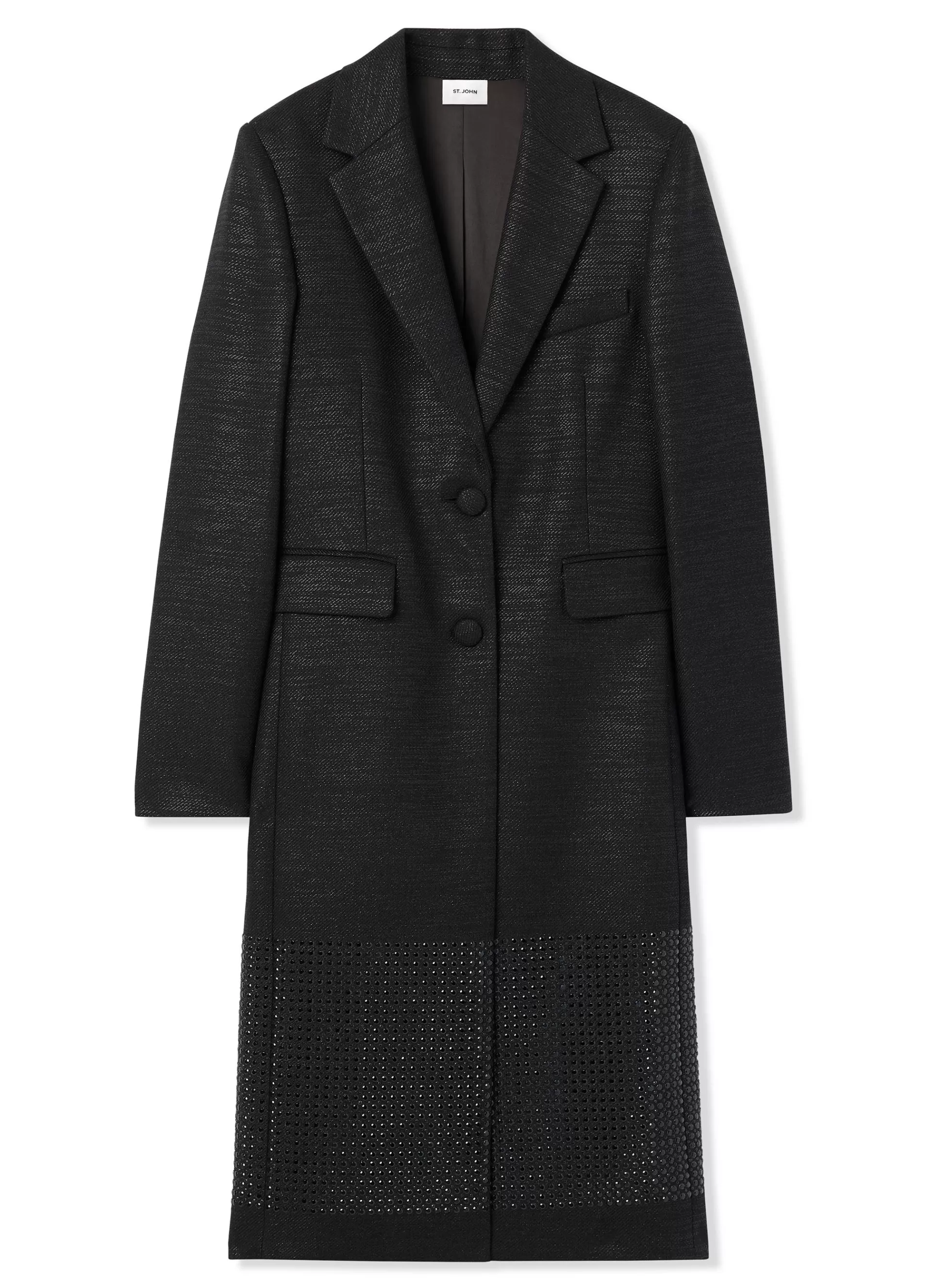 St. John Metallic Twill Long Jacket | JACKETS | ELEVATED ESSENTIALS