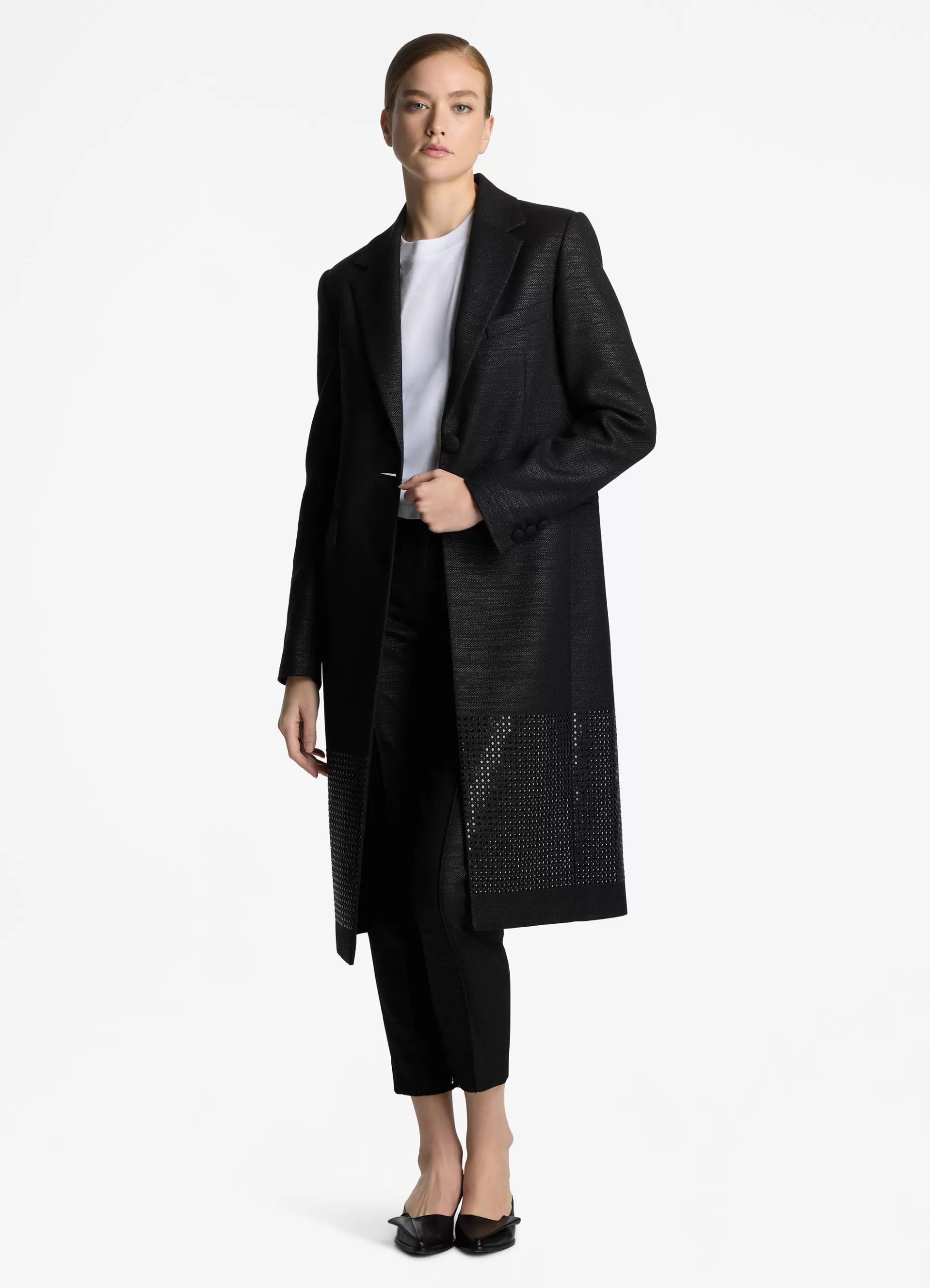 St. John Metallic Twill Long Jacket | JACKETS | ELEVATED ESSENTIALS