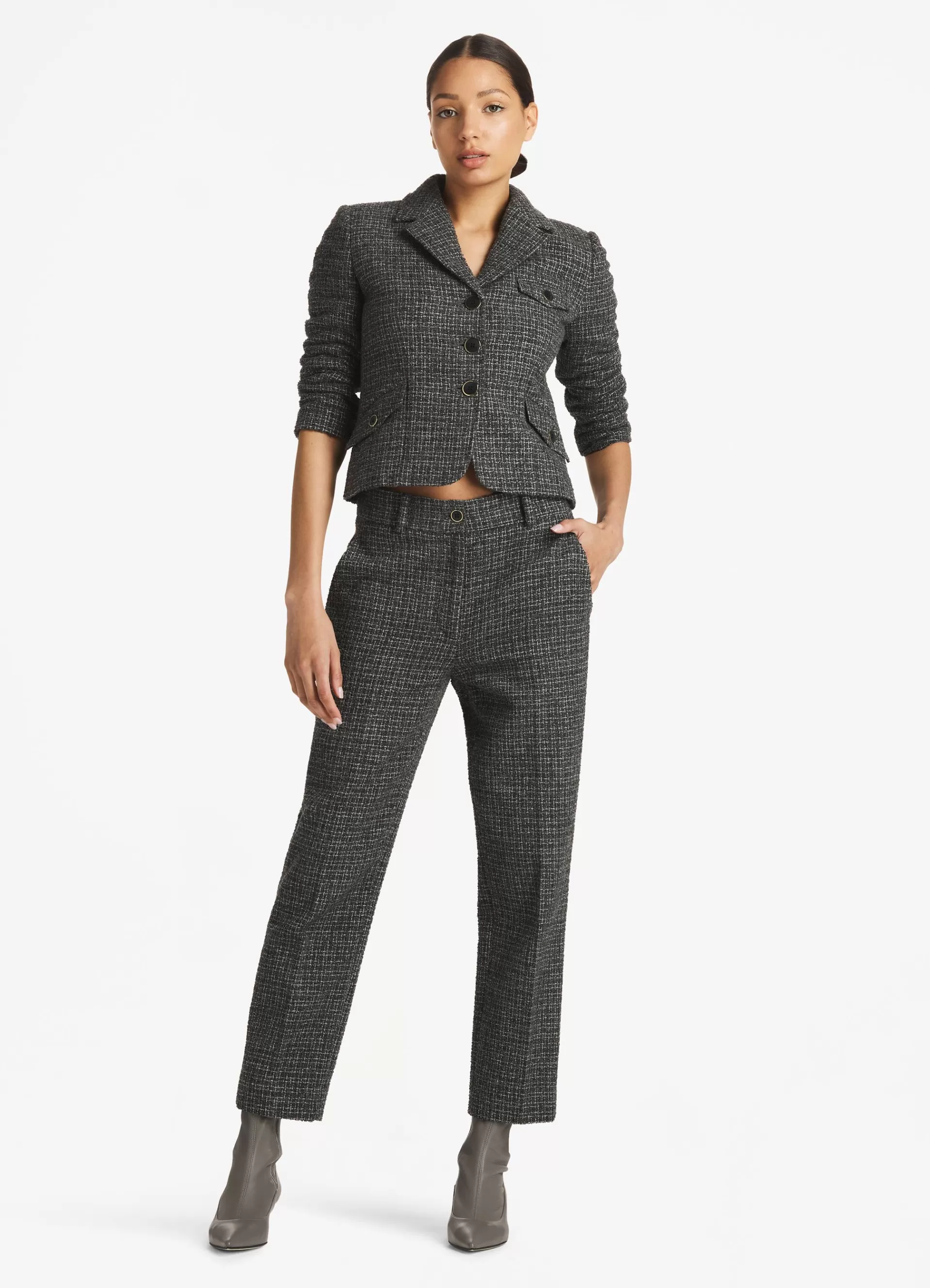 St. John Micro Pattern Tweed 3/4 Sleeve Jacket | LIGHT JACKETS | JACKETS