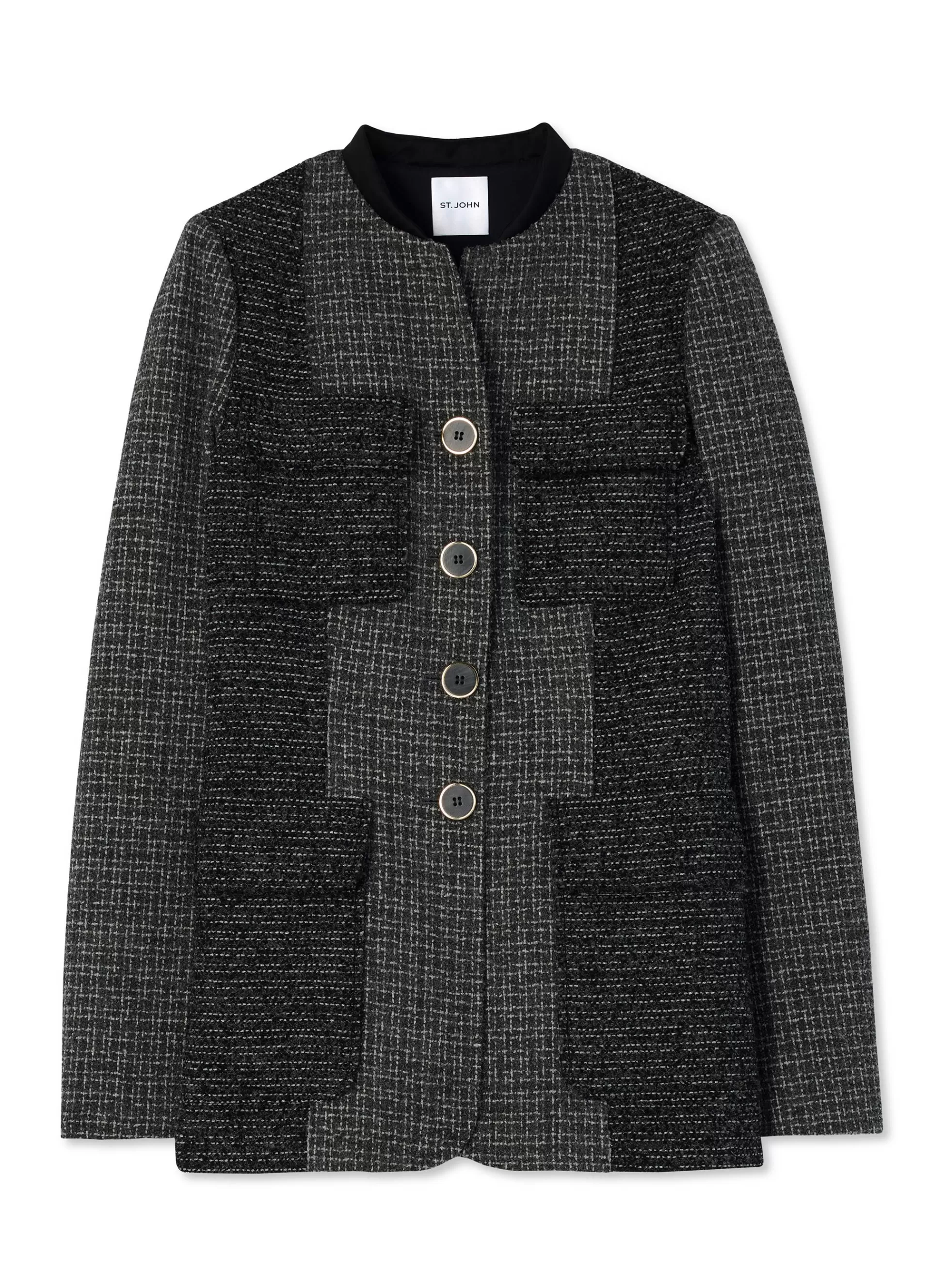 St. John Micro Pattern Tweed Patched Jacket | JACKETS