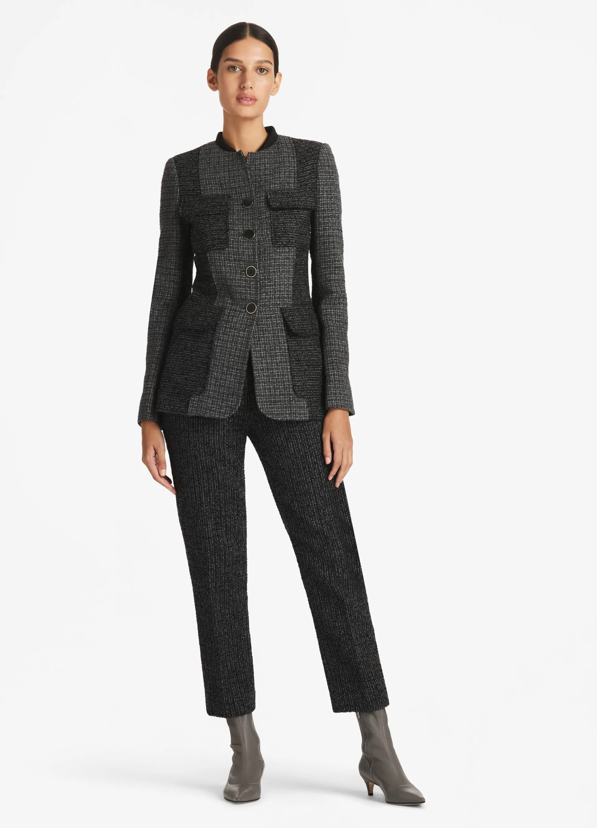 St. John Micro Pattern Tweed Patched Jacket | JACKETS