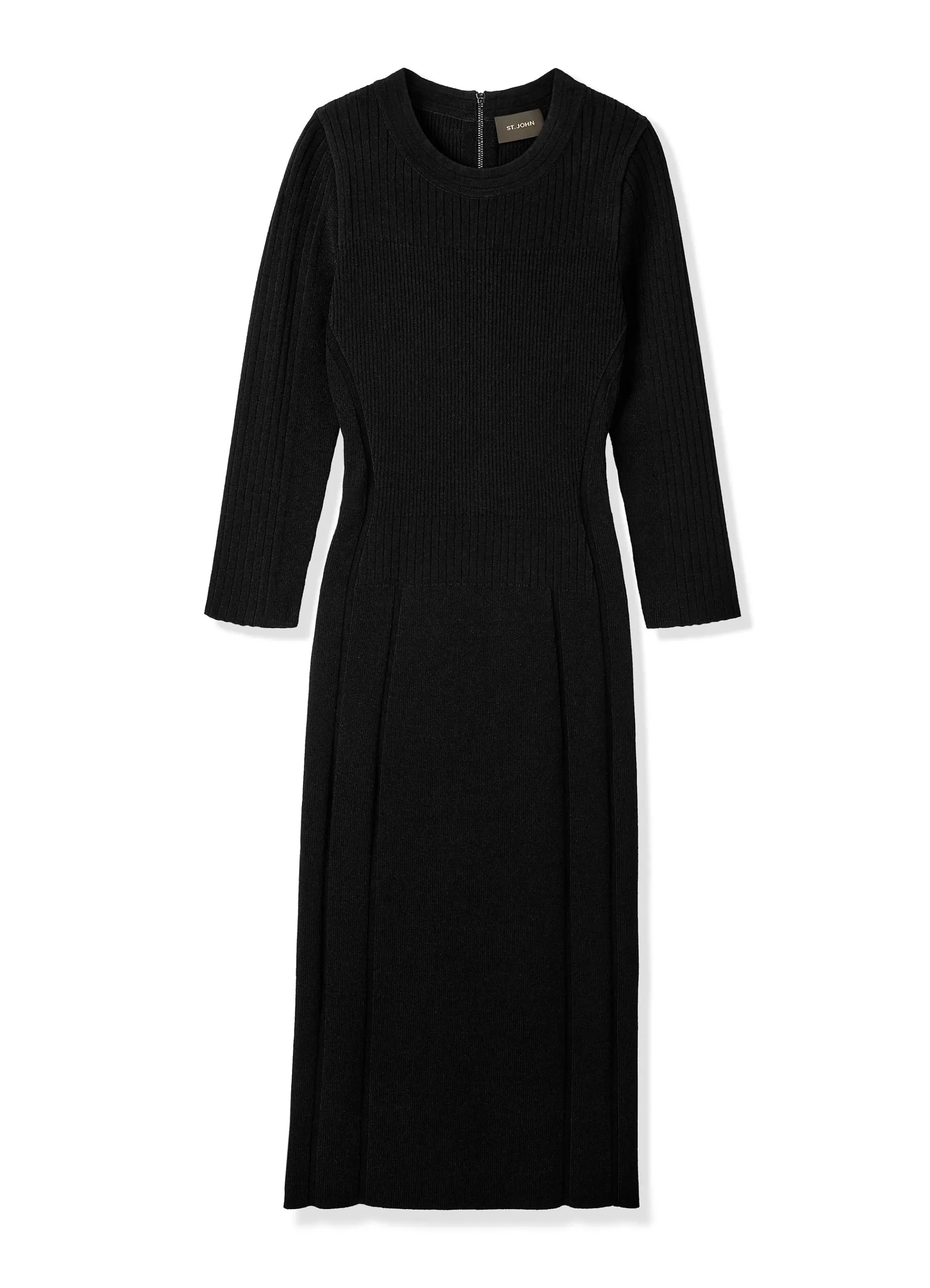 St. John Mixed Rib 3/4 Sleeve Dress | DRESSES | KNIT DRESSES
