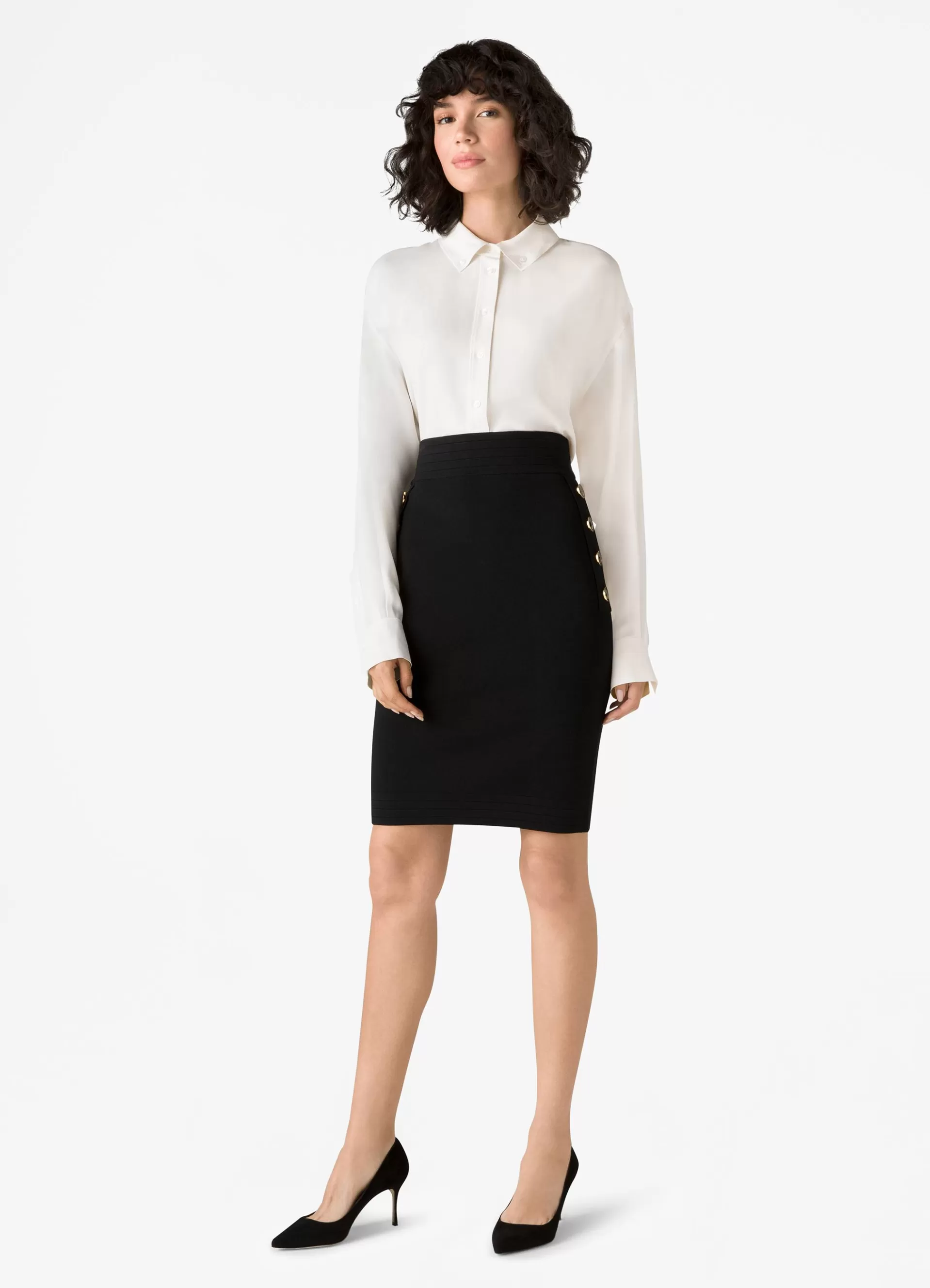 St. John Mixed Rib Button Skirt | SUITS & SEPARATES | SKIRTS