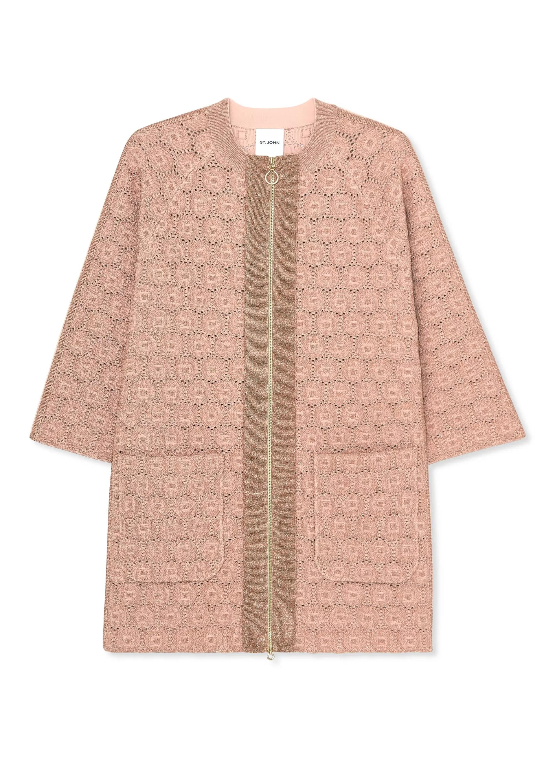 St. John Pointelle Knit Zip Jacket | LIGHT JACKETS | JACKETS