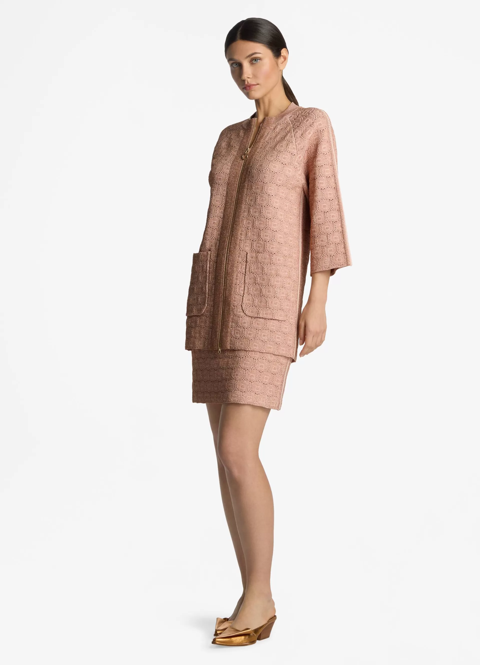 St. John Pointelle Knit Zip Jacket | LIGHT JACKETS | JACKETS