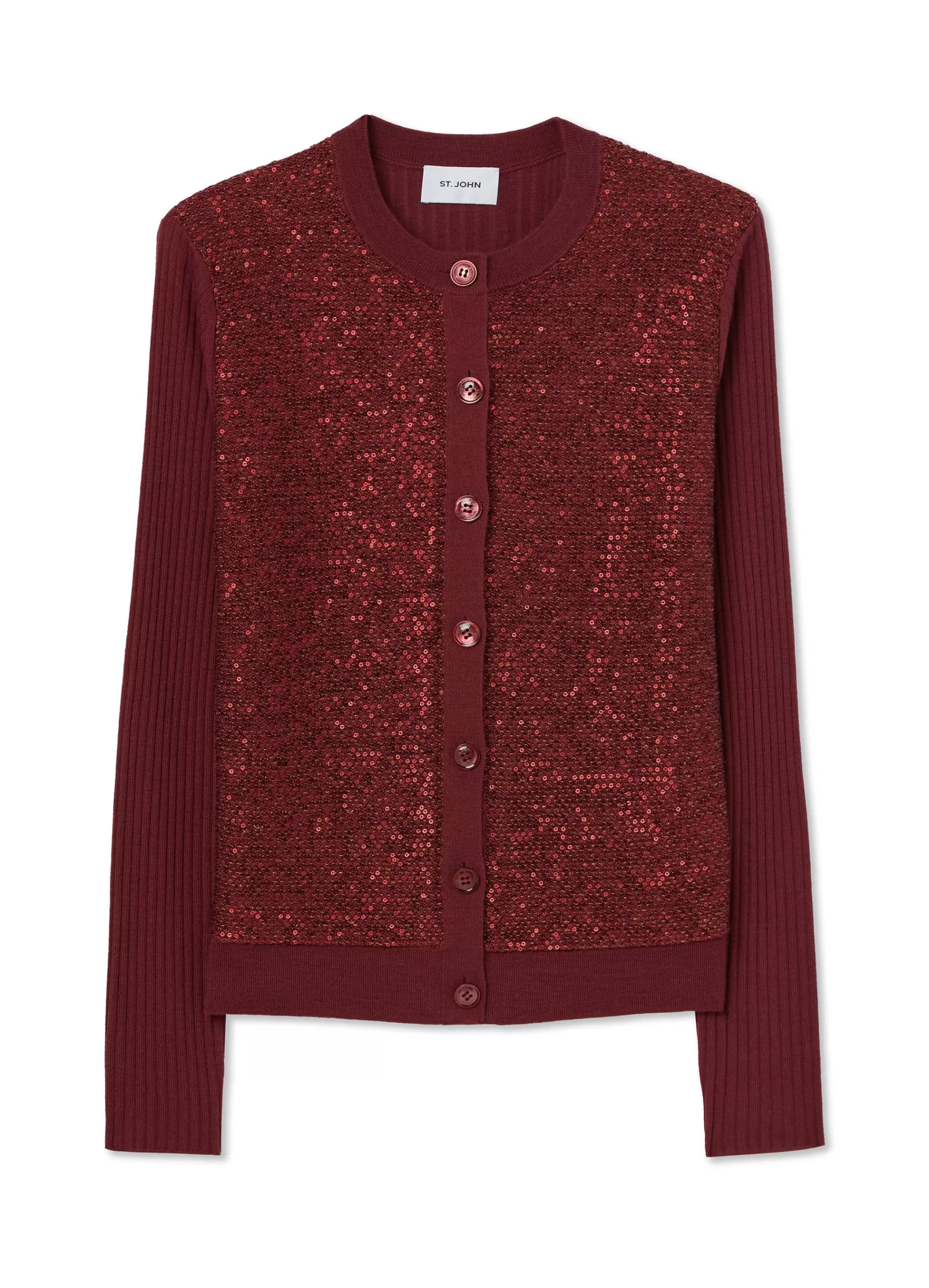 St. John Rib Back Sequin Cardigan | ELEVATED ESSENTIALS | TRANSITIONAL CLOTHING