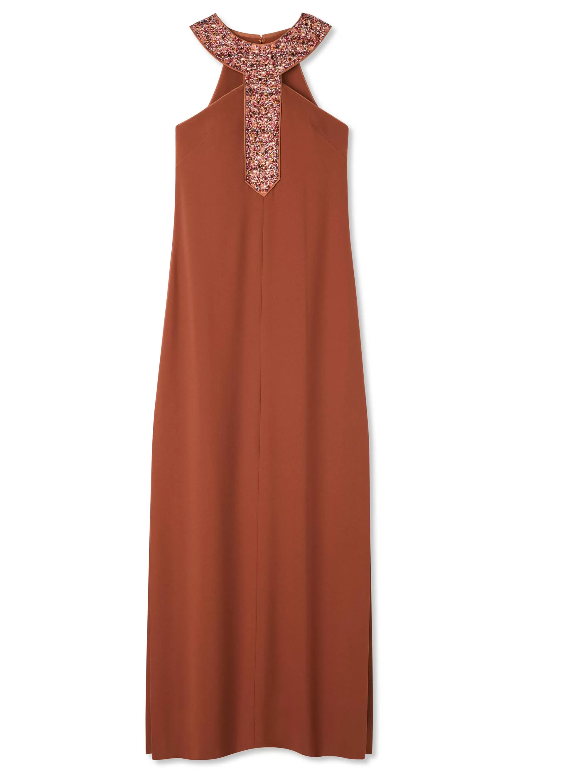 St. John Satin Back Crepe Embellished Collar Dress | EVENING GOWNS | FORMAL & EVENING WEAR