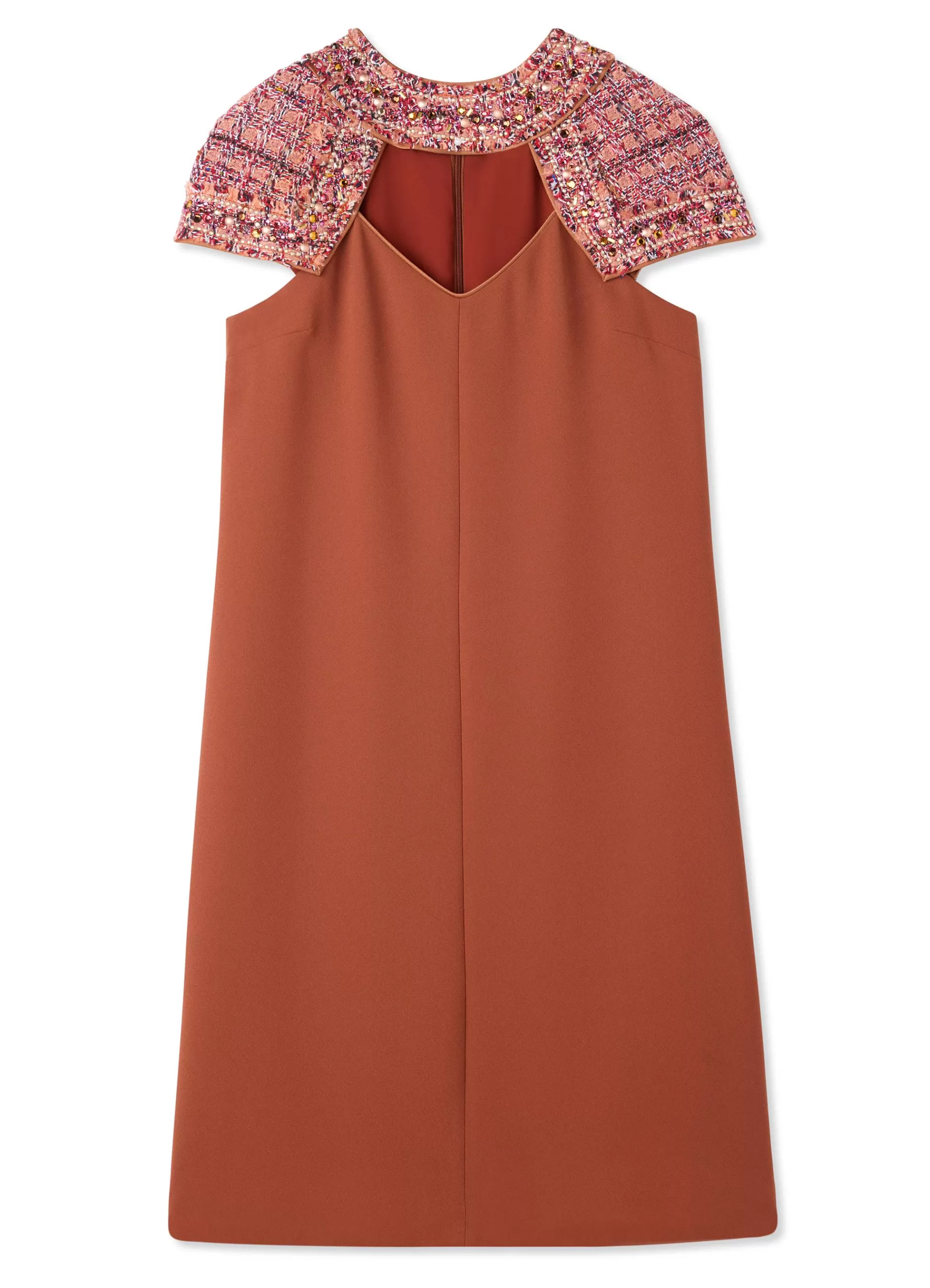 St. John Satin Back Crepe Embellished Collar Short Dress | COCKTAIL & PARTY | COCKTAIL & PARTY