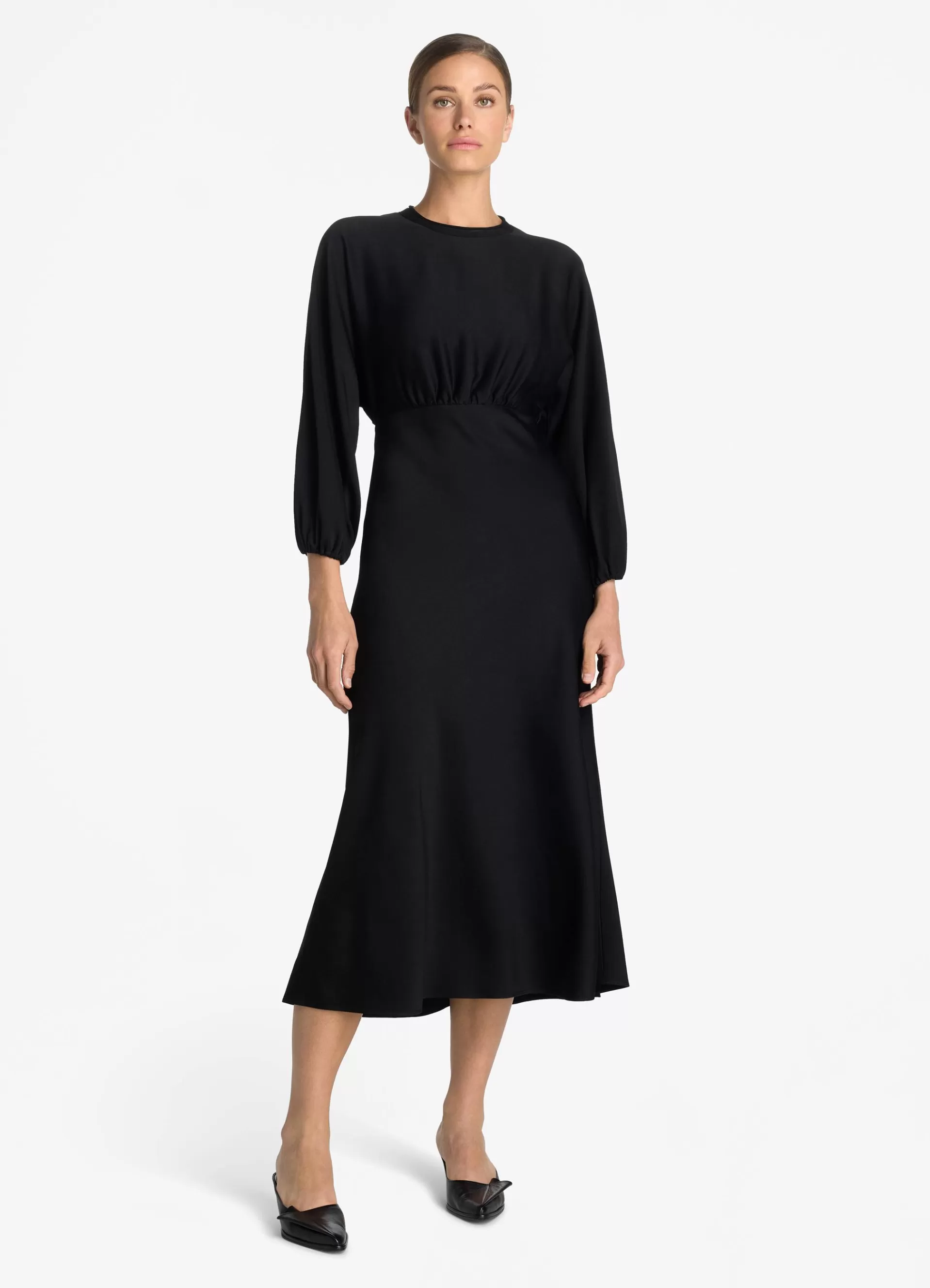 St. John Satin Back Crepe Long Sleeve Dress | EVENING WEAR | DRESSES