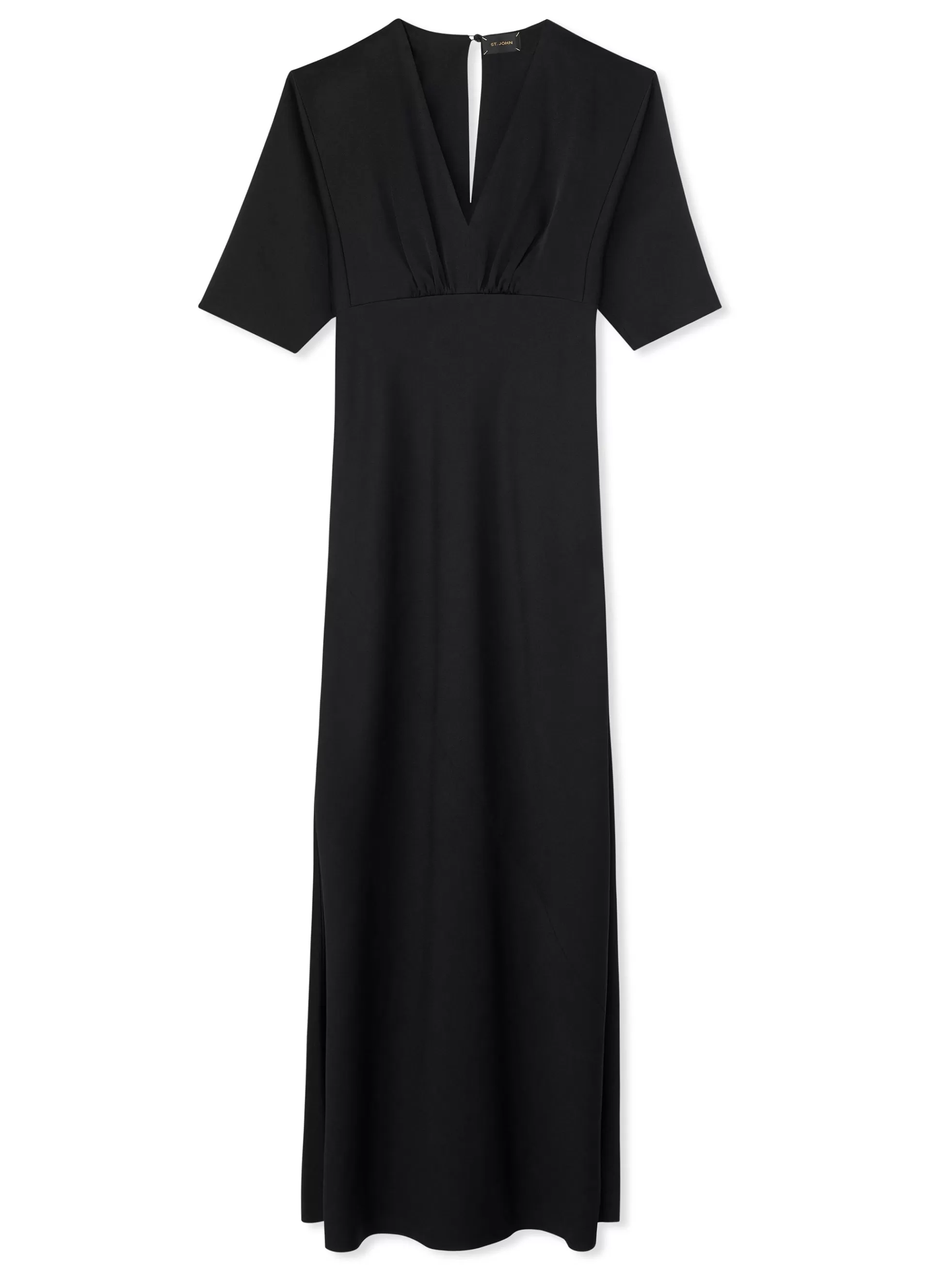 St. John Satin Back Crepe V-Neck Gown | EVENING WEAR | DRESSES