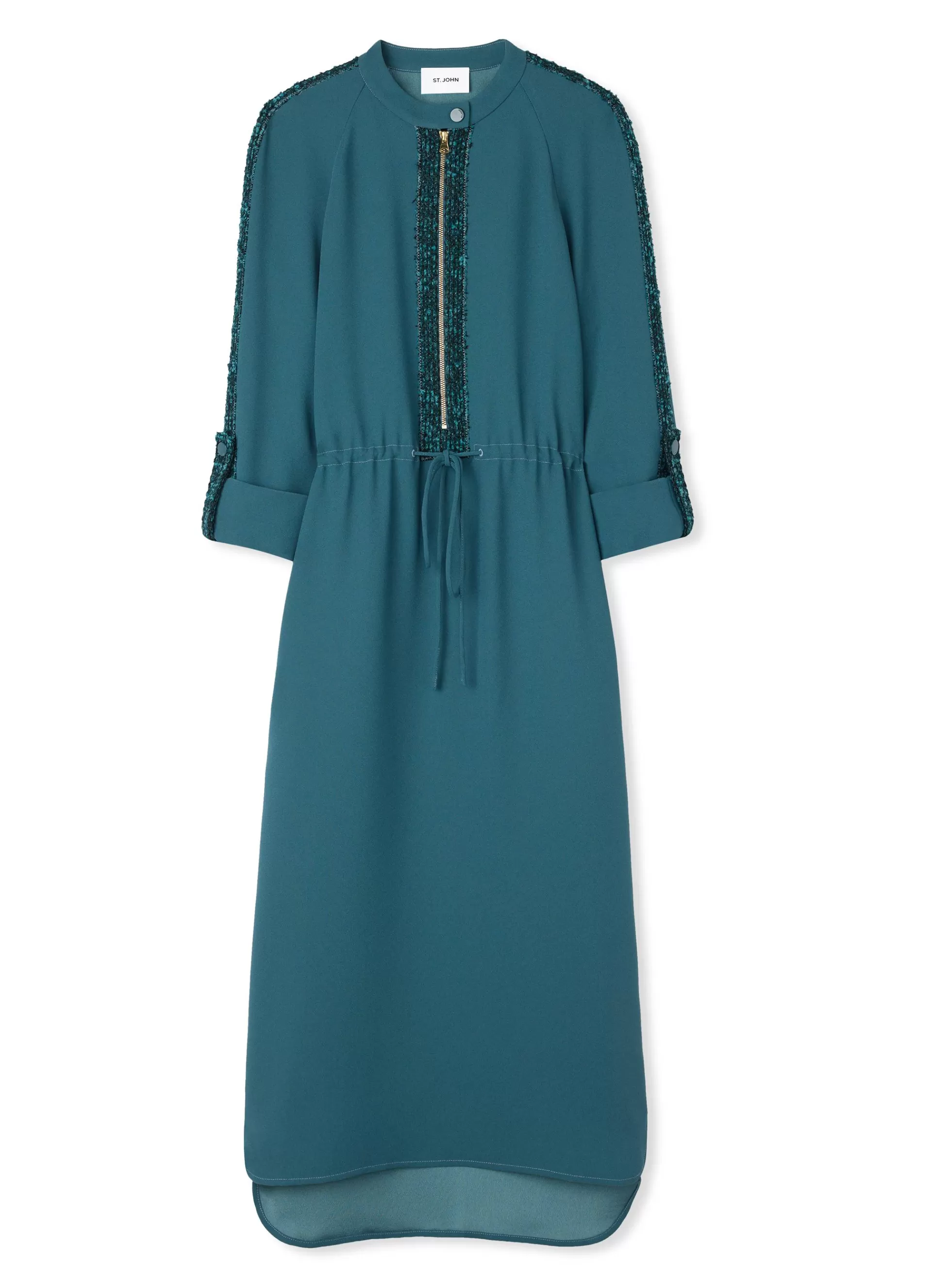 St. John Satin Back Crepe Zip Front Dress | WORKWEAR DRESSES | DAY DRESSES